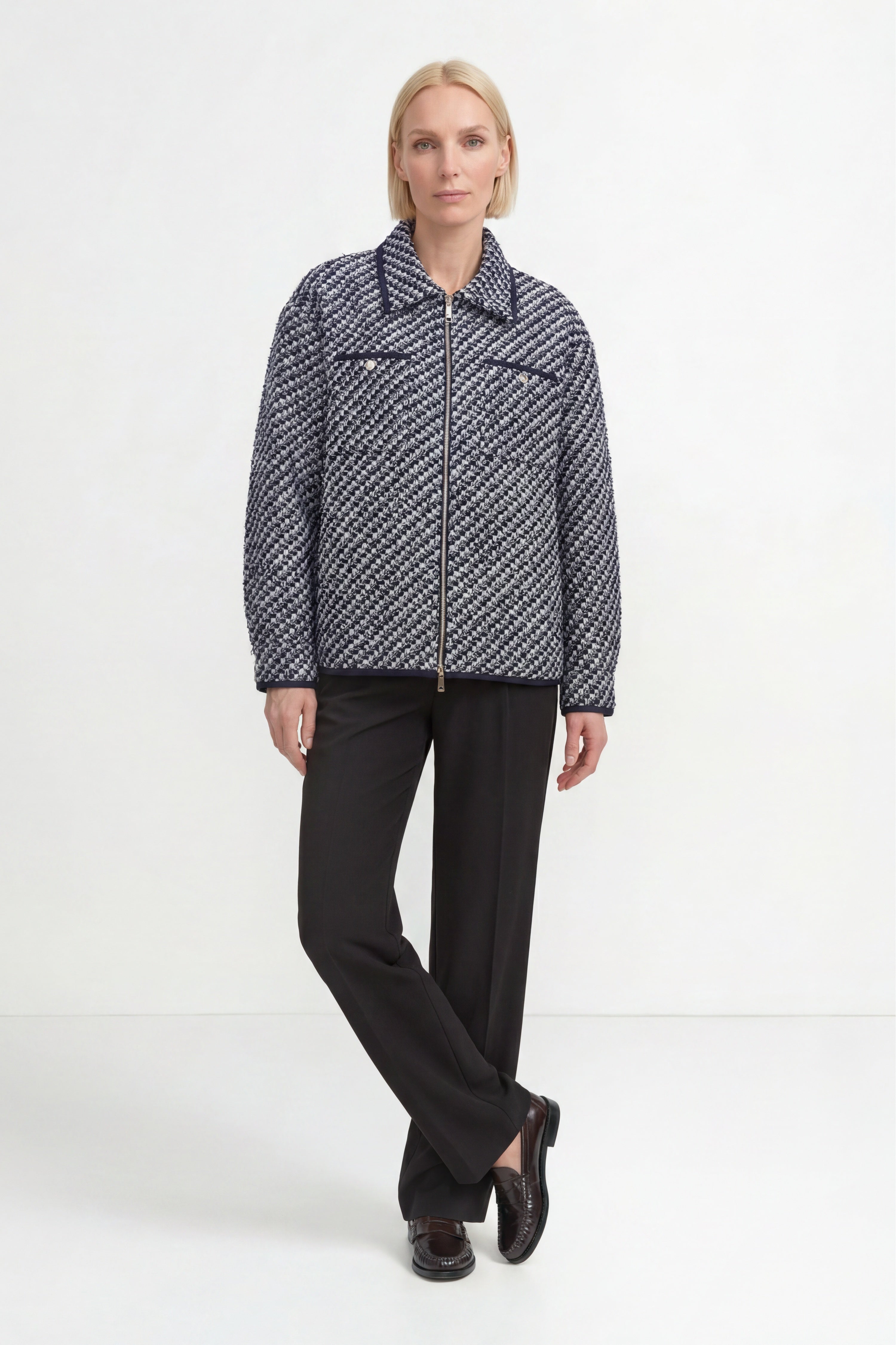 Tweed-Blouson mit Hahnentritt-Muster-Rich & Royal