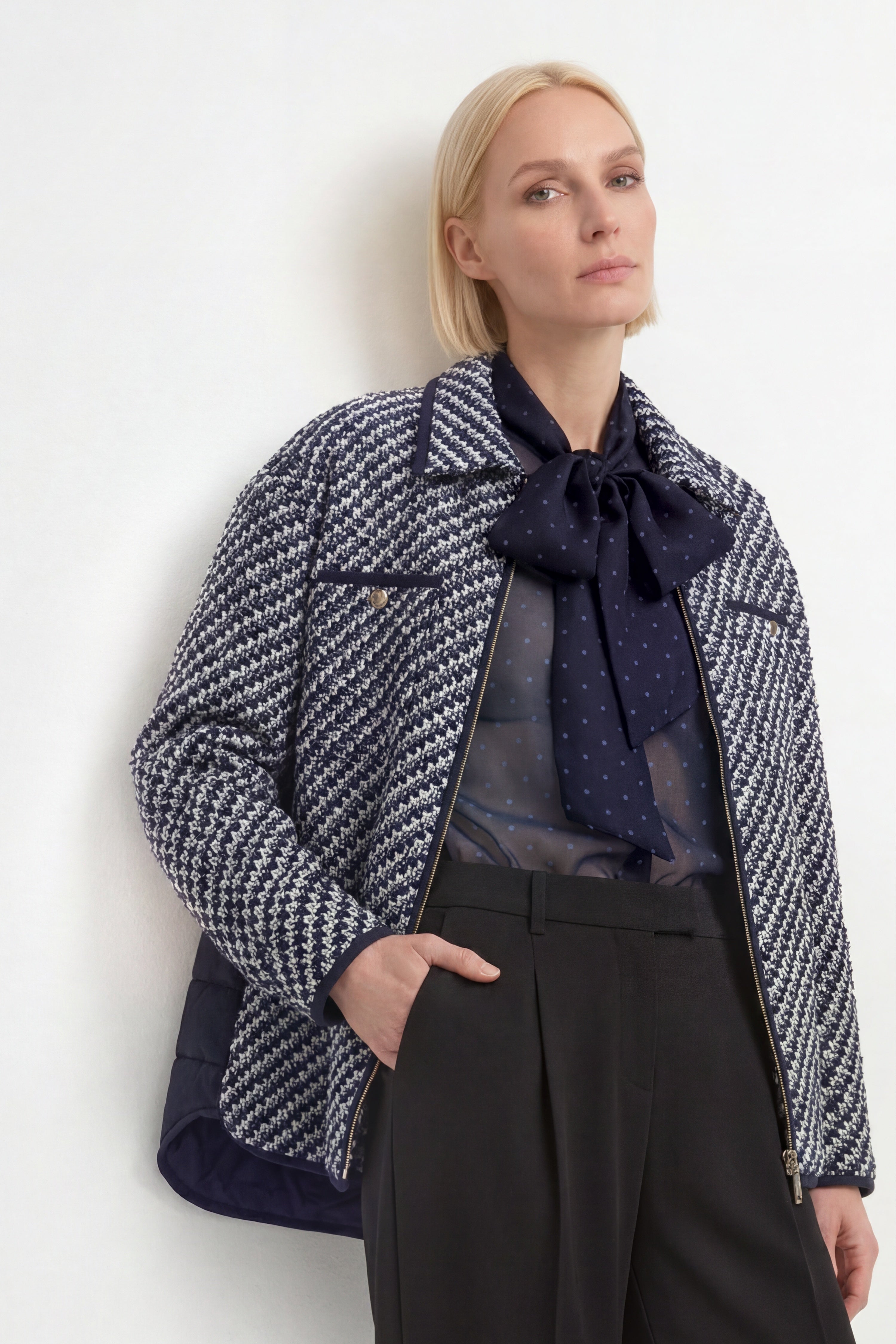 Tweed-Blouson mit Hahnentritt-Muster-Rich & Royal