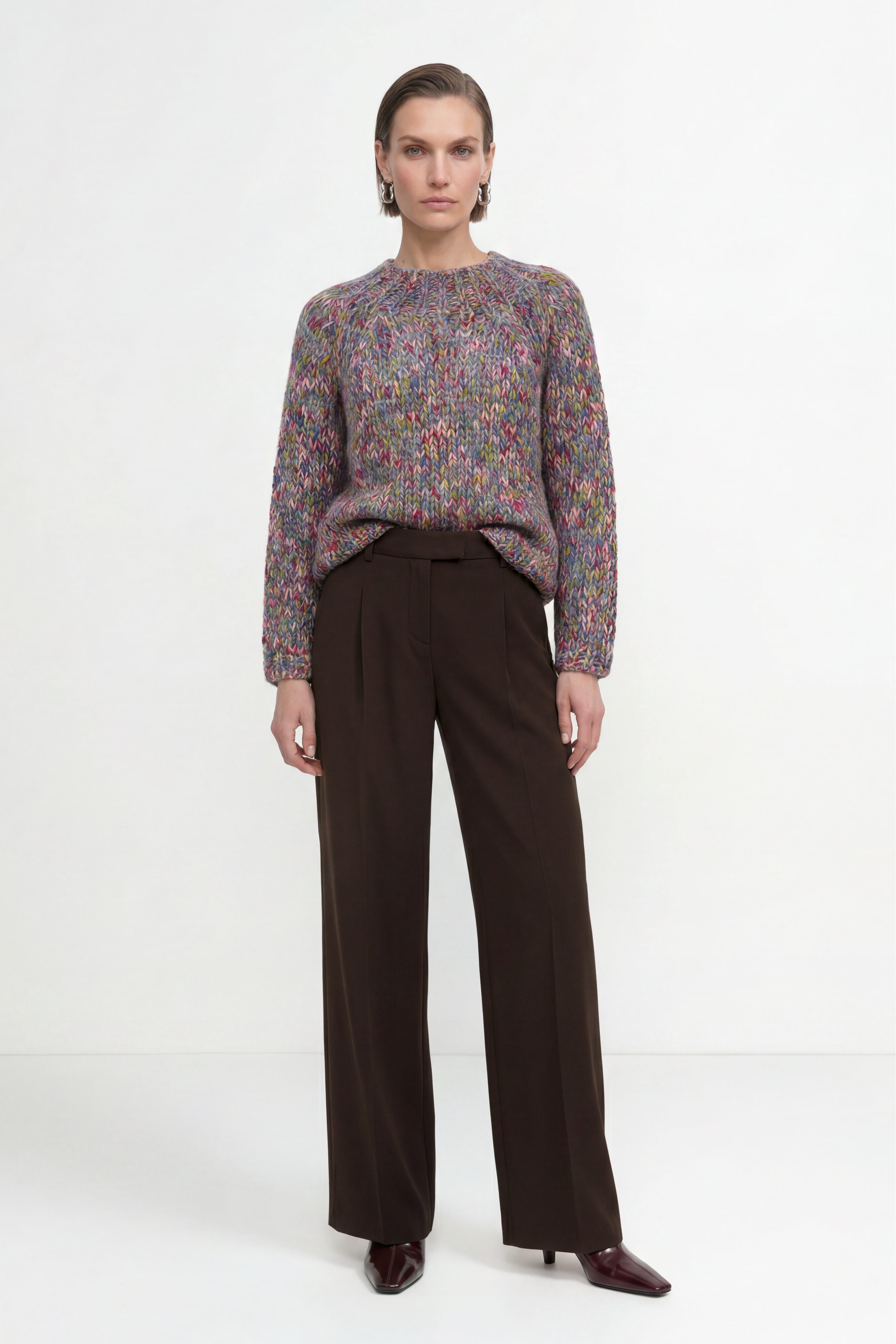 Grobstrick-Pullover in Melange-Optik-Rich & Royal
