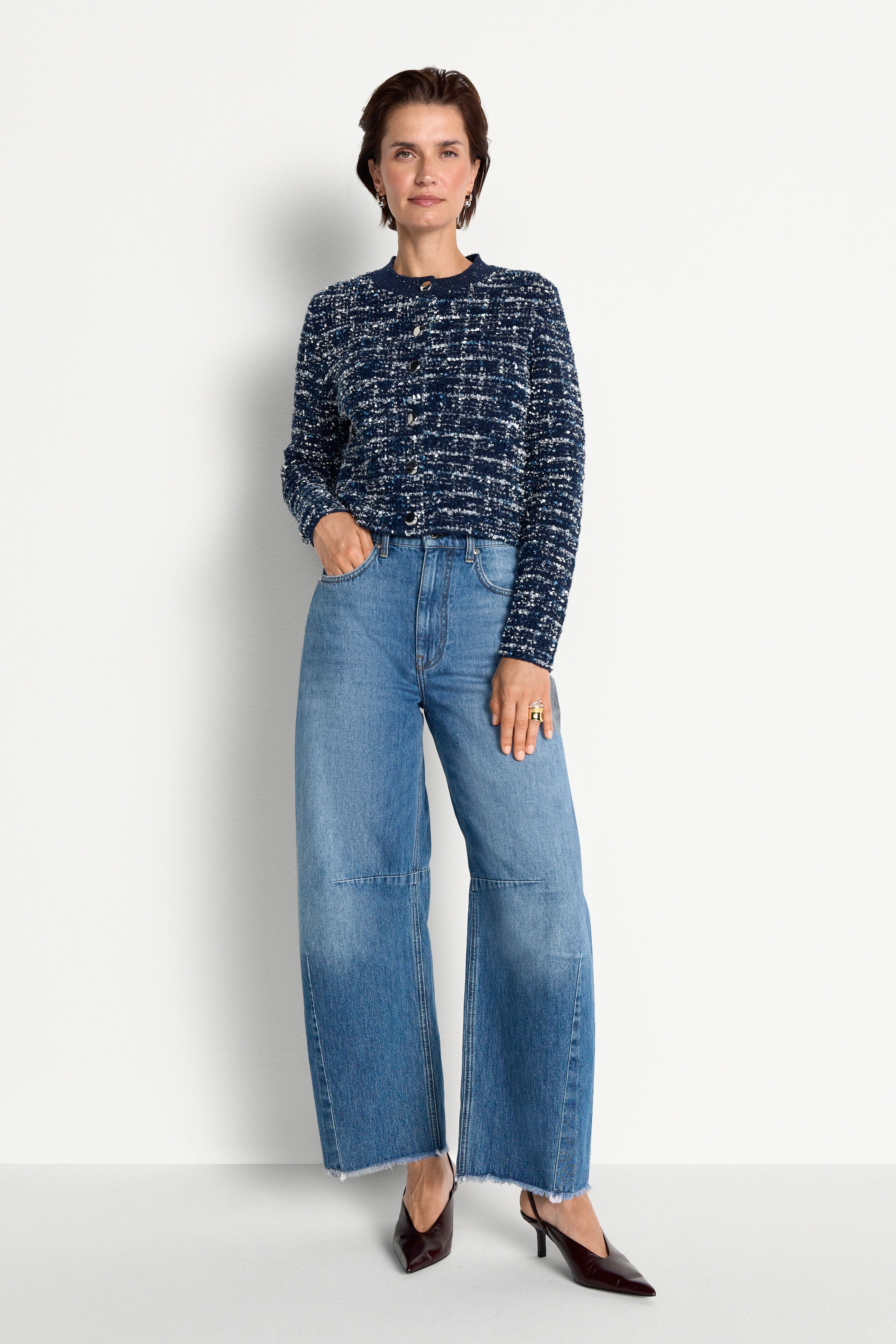 Bouclé-Cardigan mit Metallknöpfen-Rich & Royal