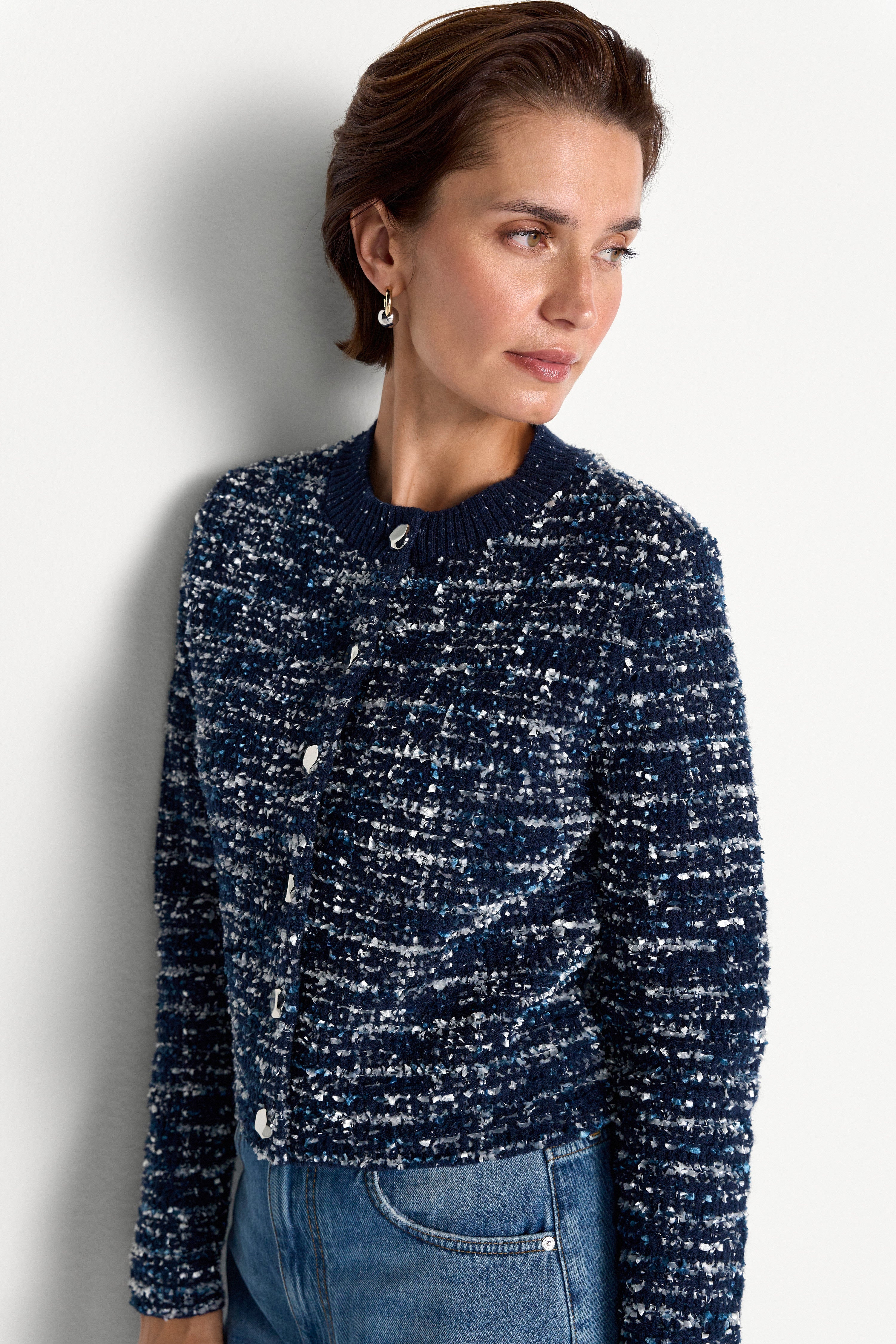 Bouclé-Cardigan mit Metallknöpfen-Rich & Royal