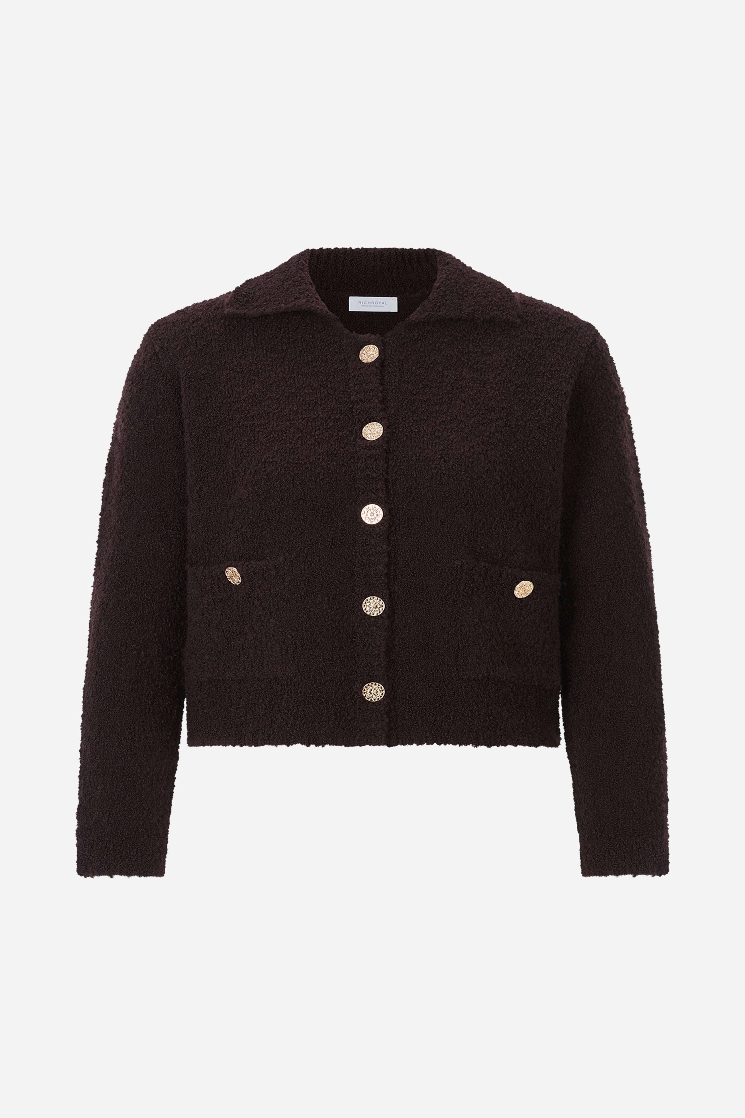 Bouclé-Cardigan mit Polokragen-Rich & Royal