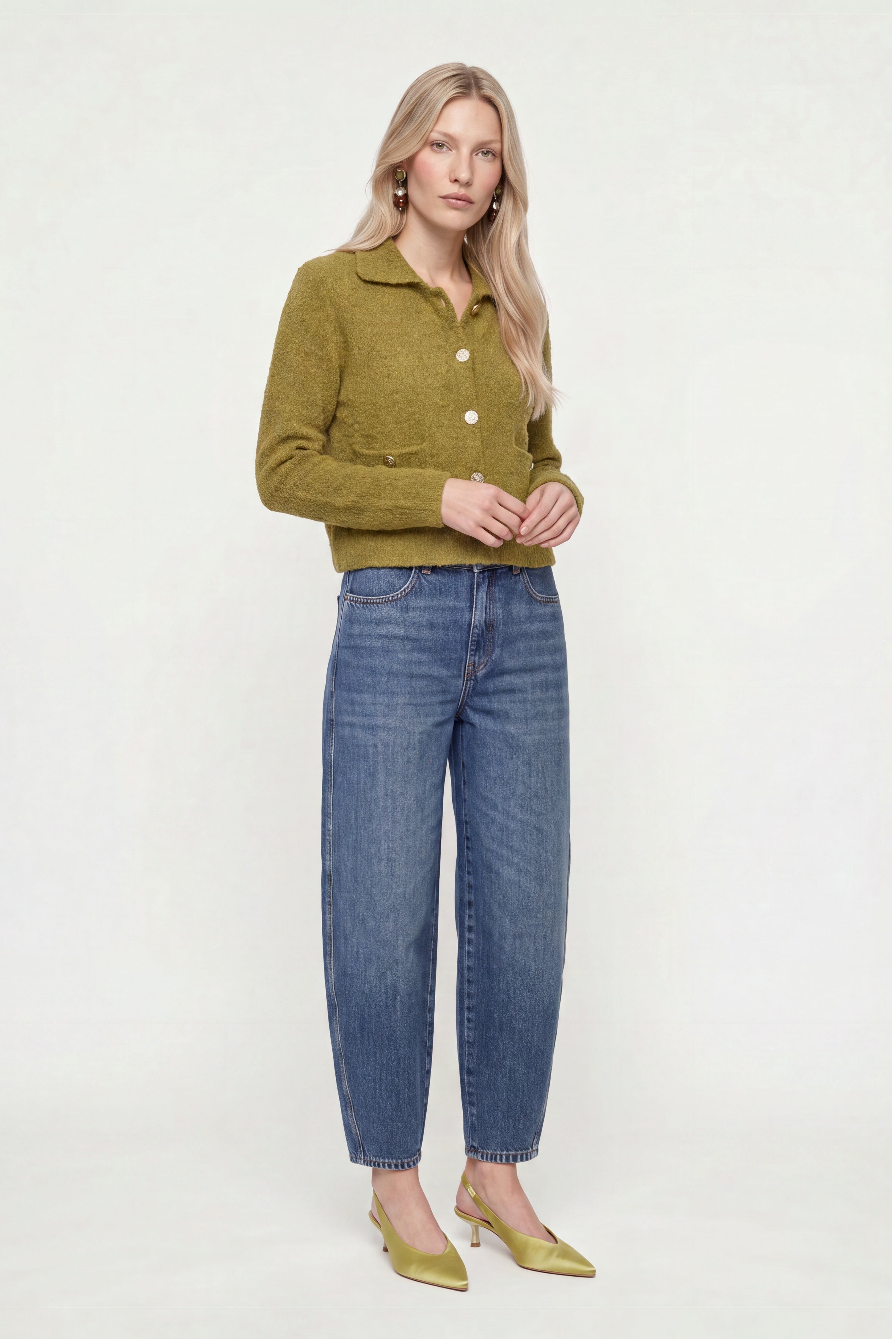Bouclé-Cardigan mit Polokragen-Rich & Royal