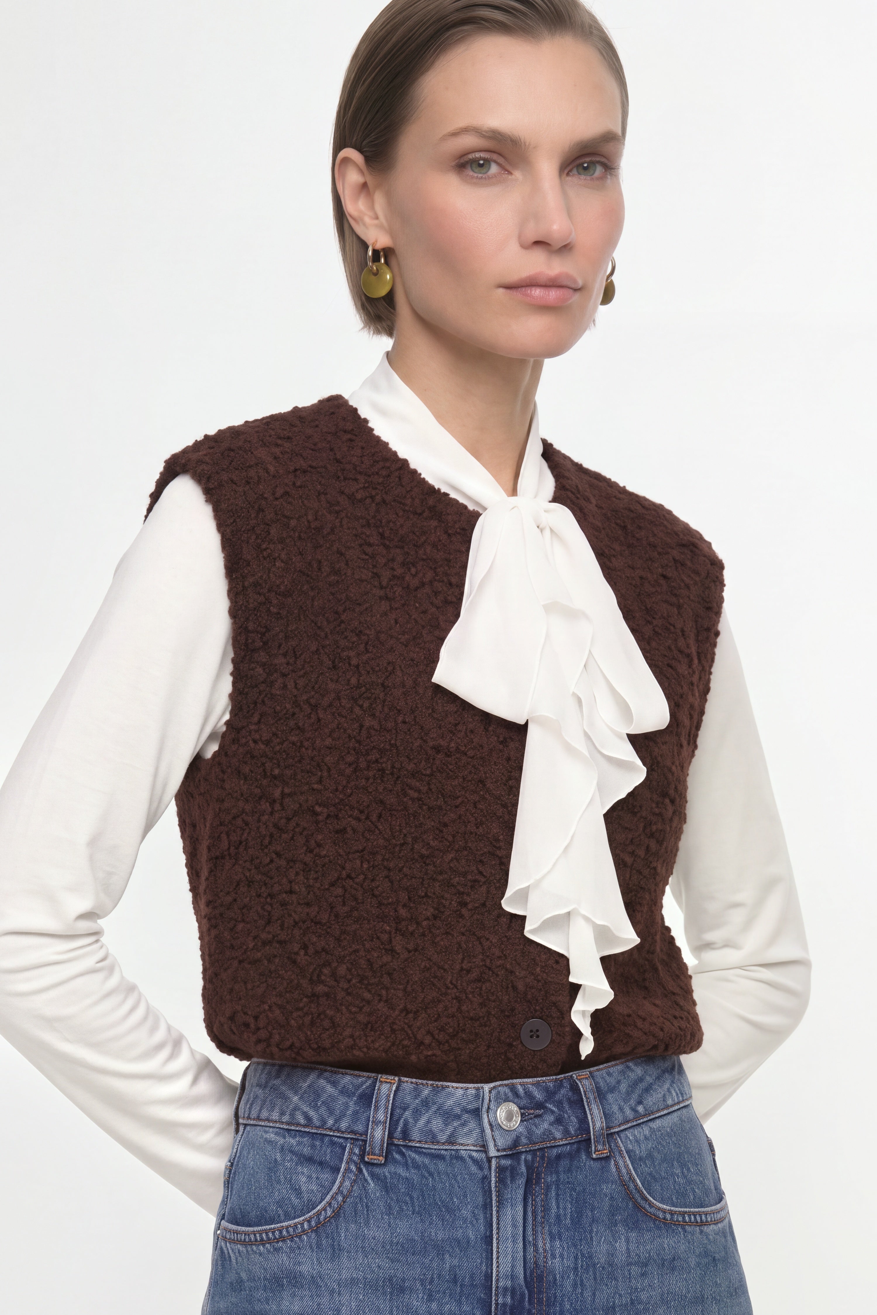 Bouclé-Strickweste mit Knopfleiste-Rich & Royal