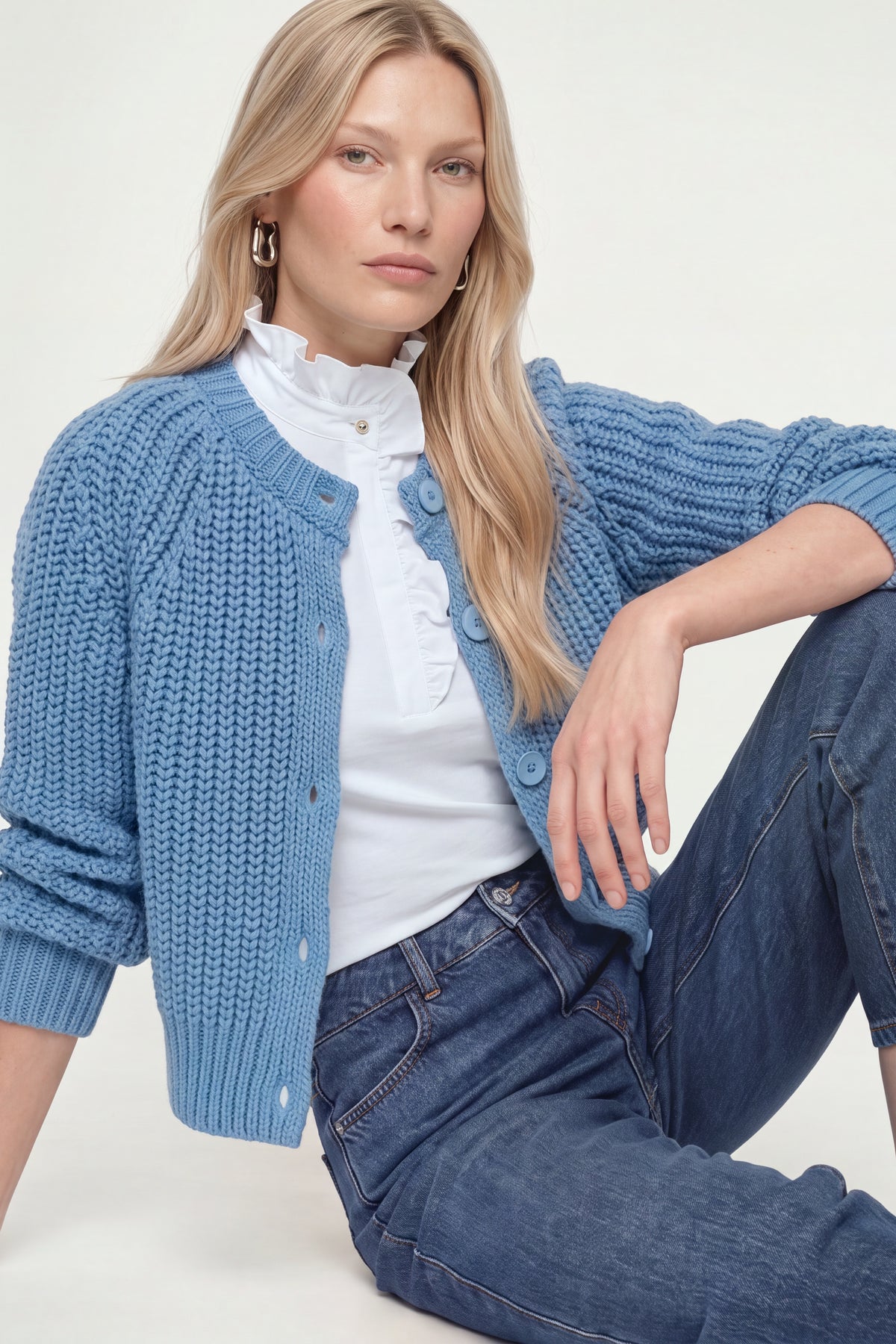 Cropped Cardigan mit Rippstruktur-Rich & Royal