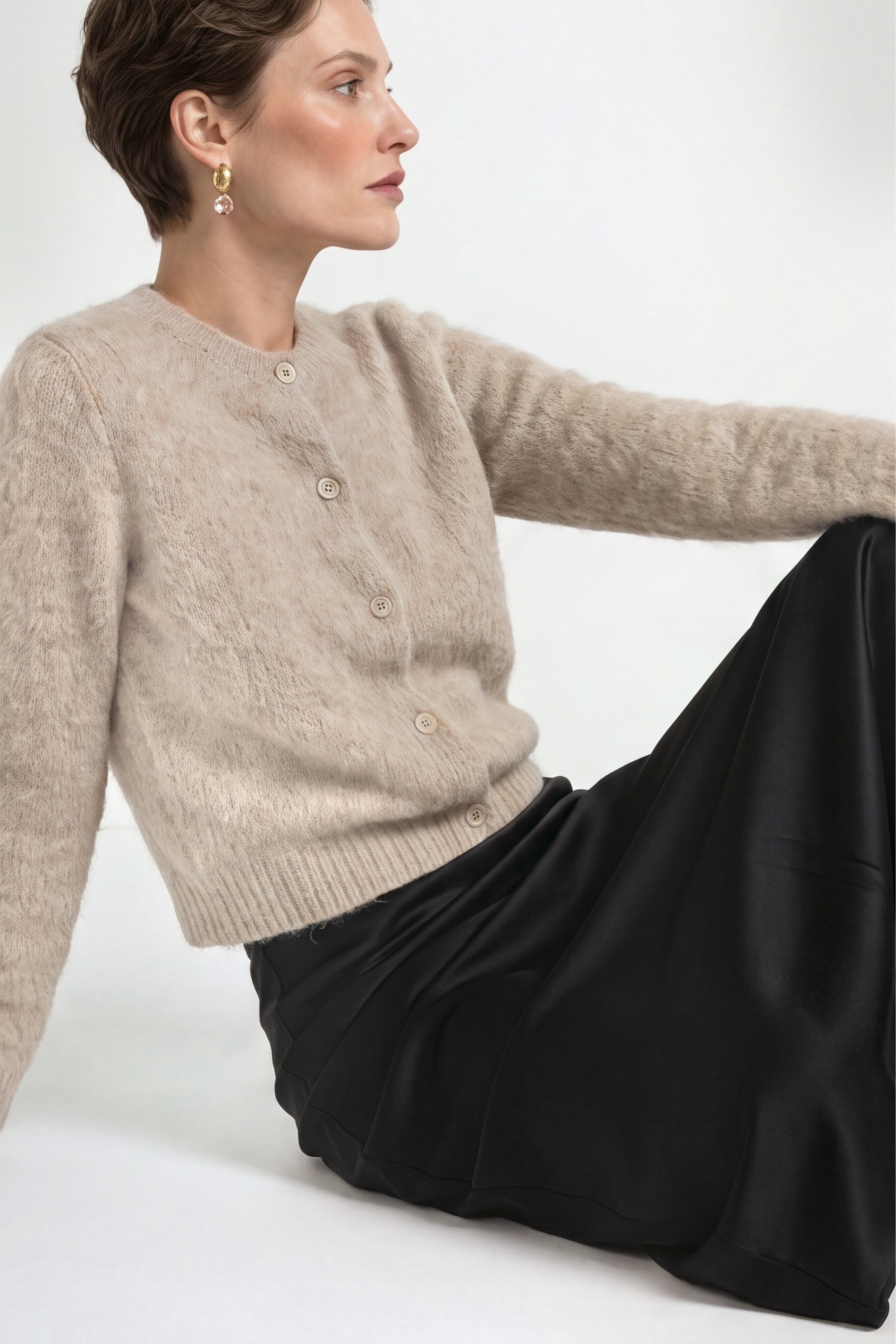 Kurz-Cardigan aus Wolle-Mix mit Mohair-Rich & Royal