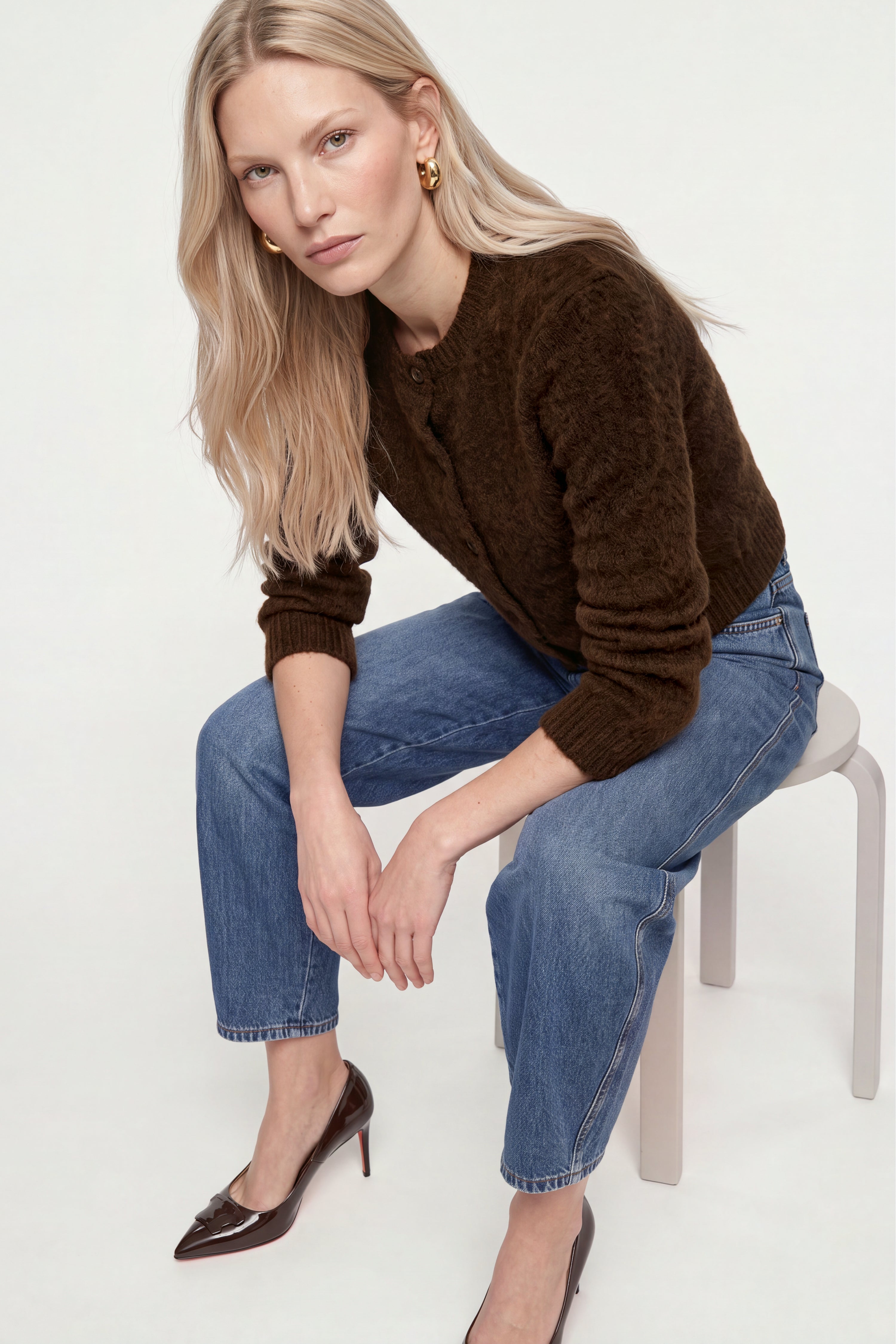 Kurz-Cardigan aus Wolle-Mix mit Mohair-Rich & Royal
