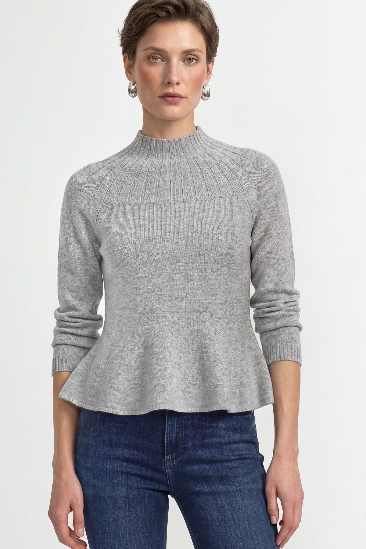 Merinopullover mit Peplum-Saum-Rich & Royal