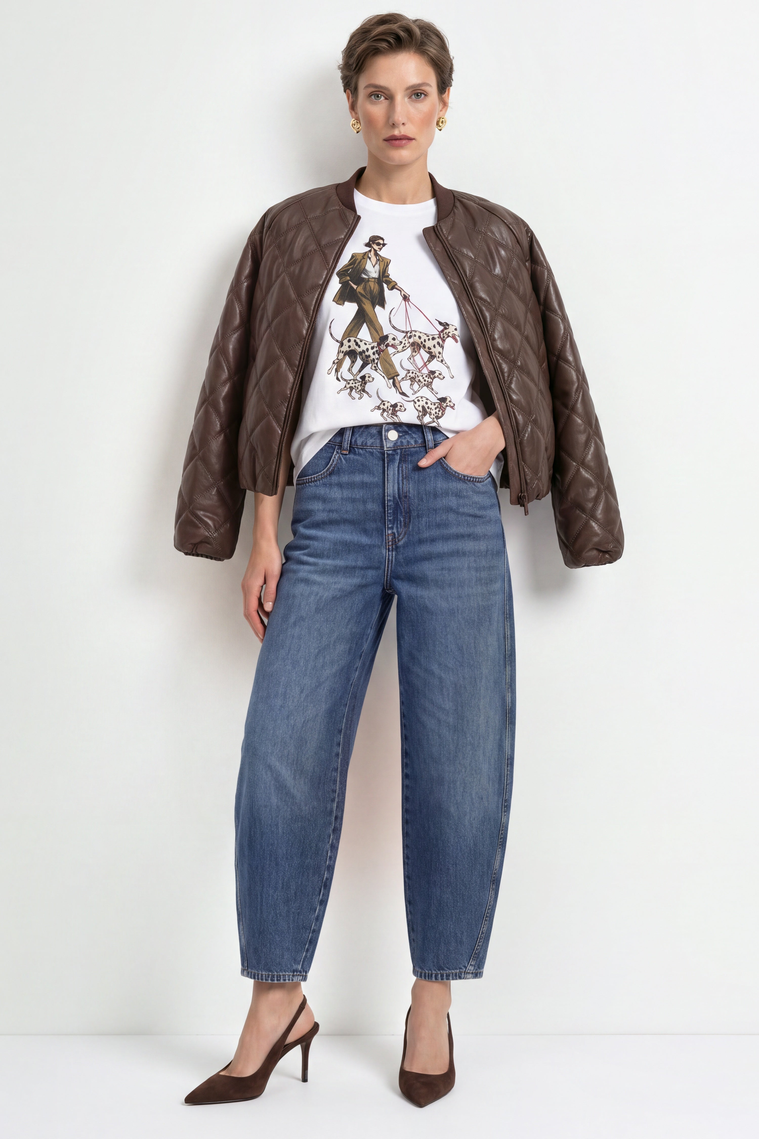 Baumwoll-T-Shirt mit Modeillustration-Rich & Royal