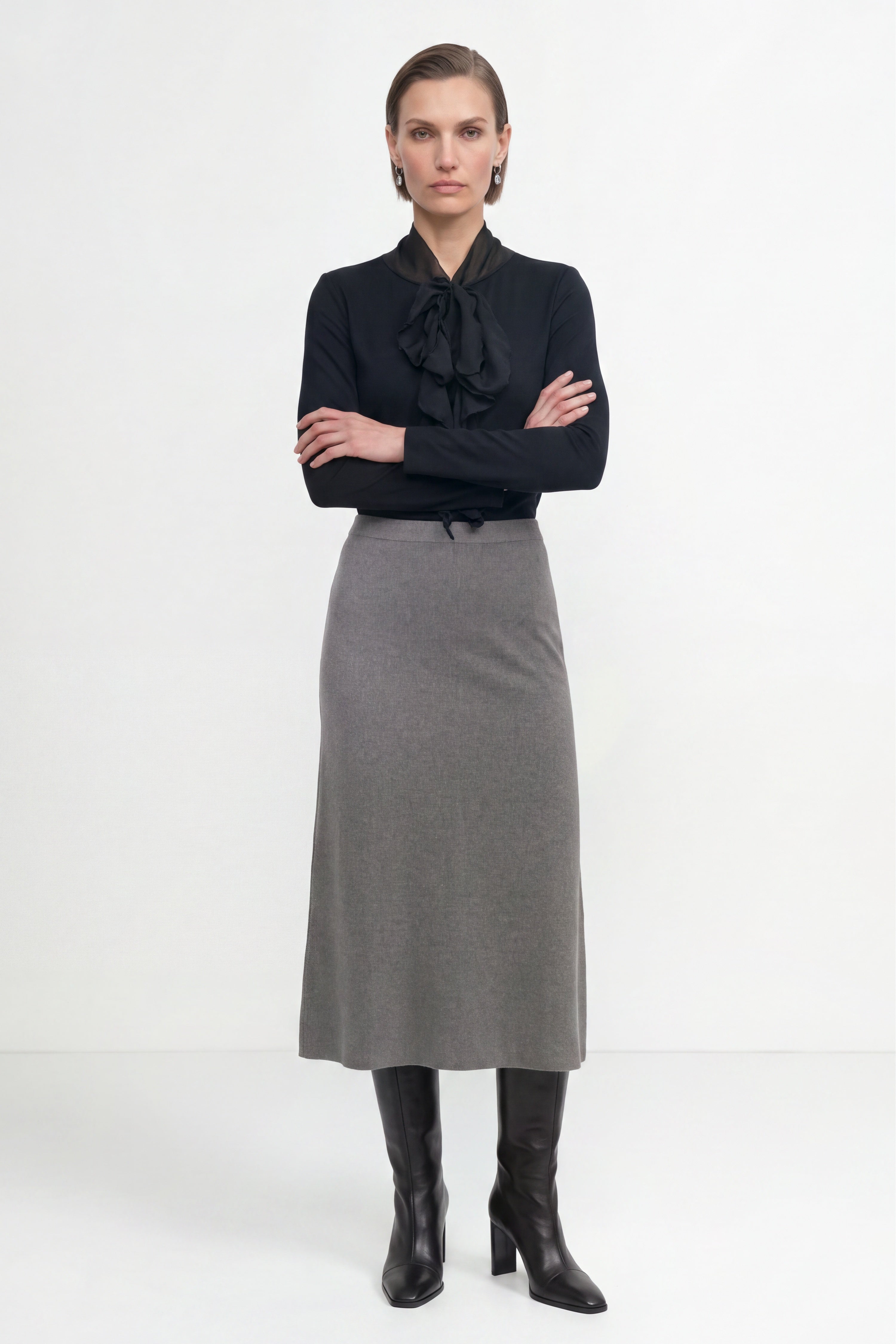 Baumwoll-Longsleeve mit Rüschendetail-Rich & Royal