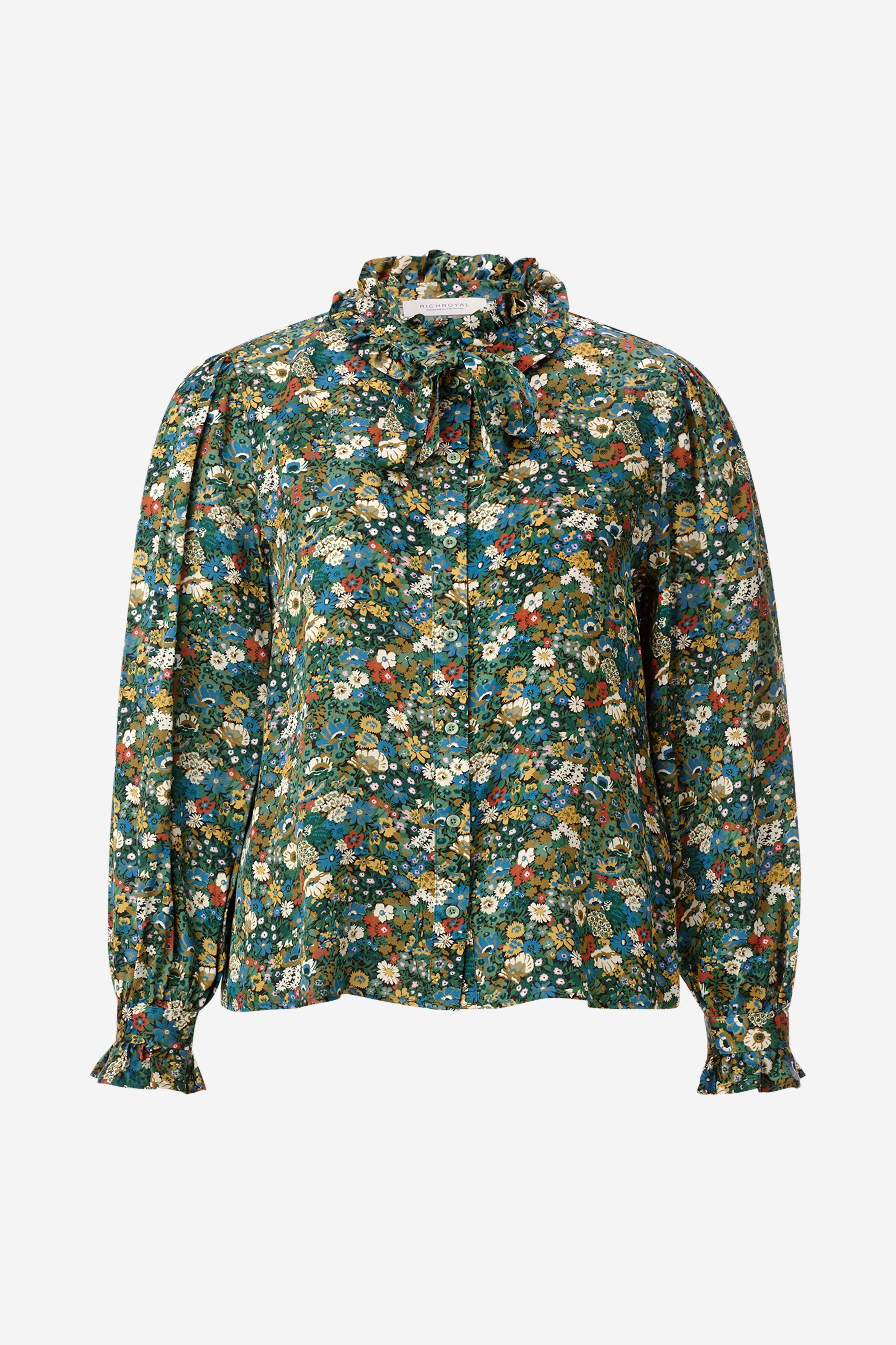 Schluppenbluse mit Blumenprint-Rich & Royal