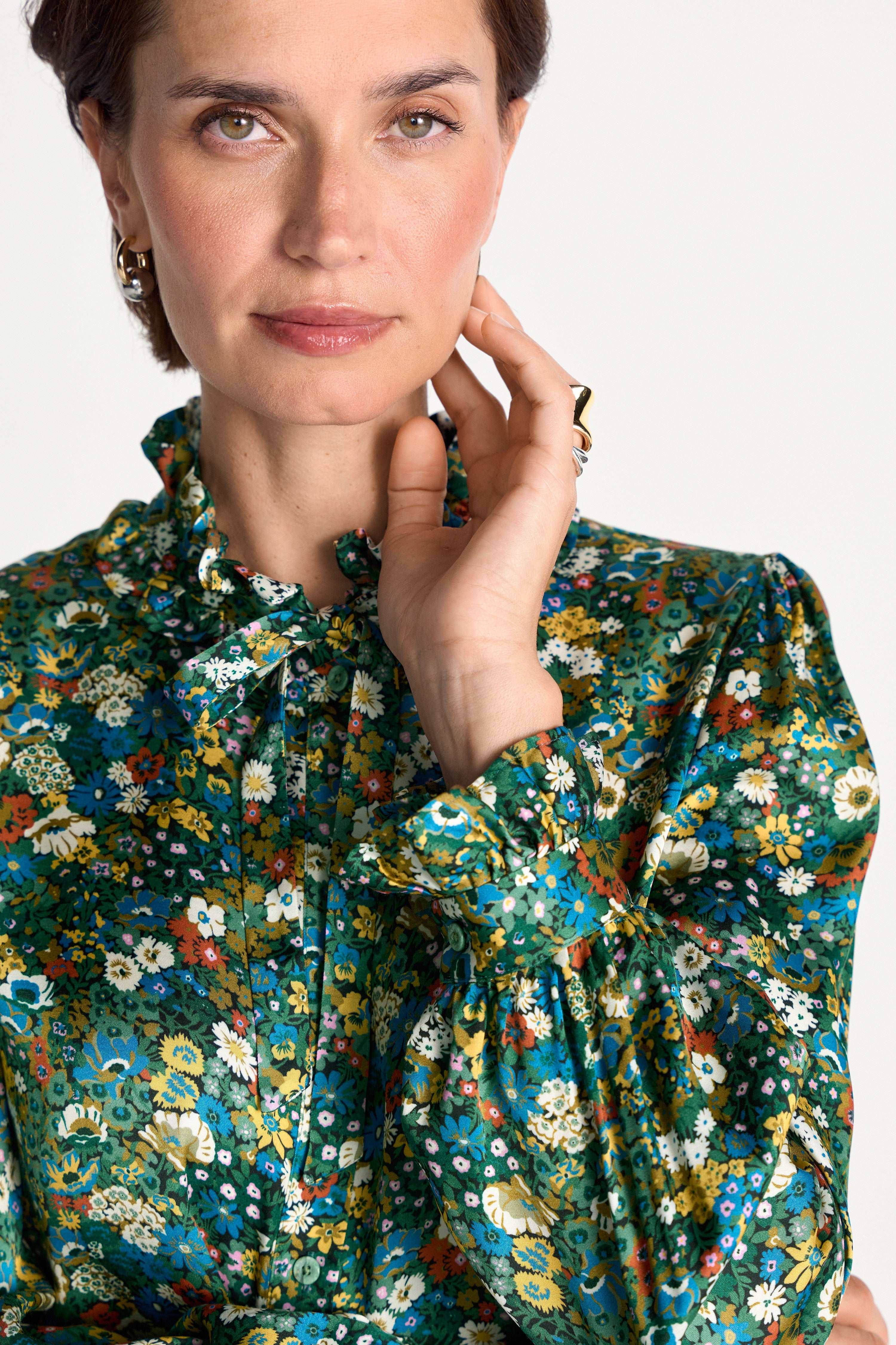 Schluppenbluse mit Blumenprint-Rich & Royal