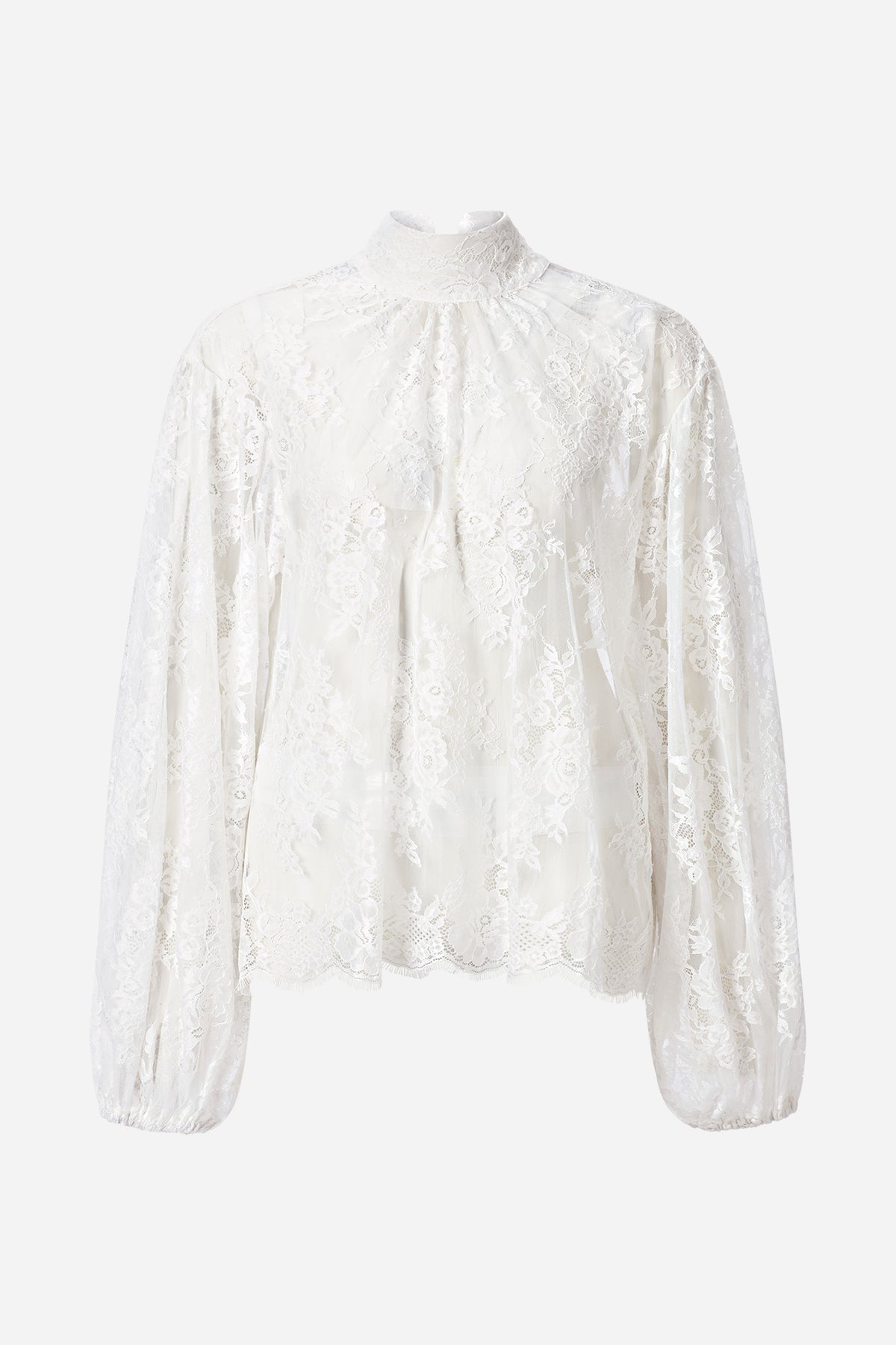 Transparente Spitzenbluse mit Stehkragen-Rich & Royal