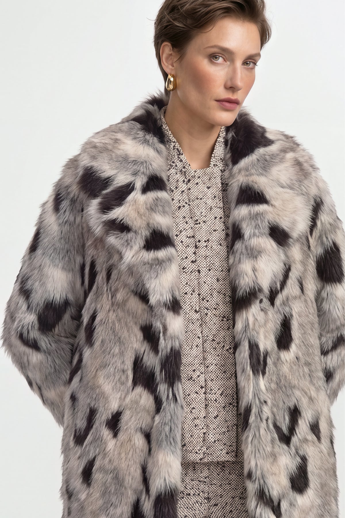 Fellimitatmantel mit Animal-Print-Rich & Royal