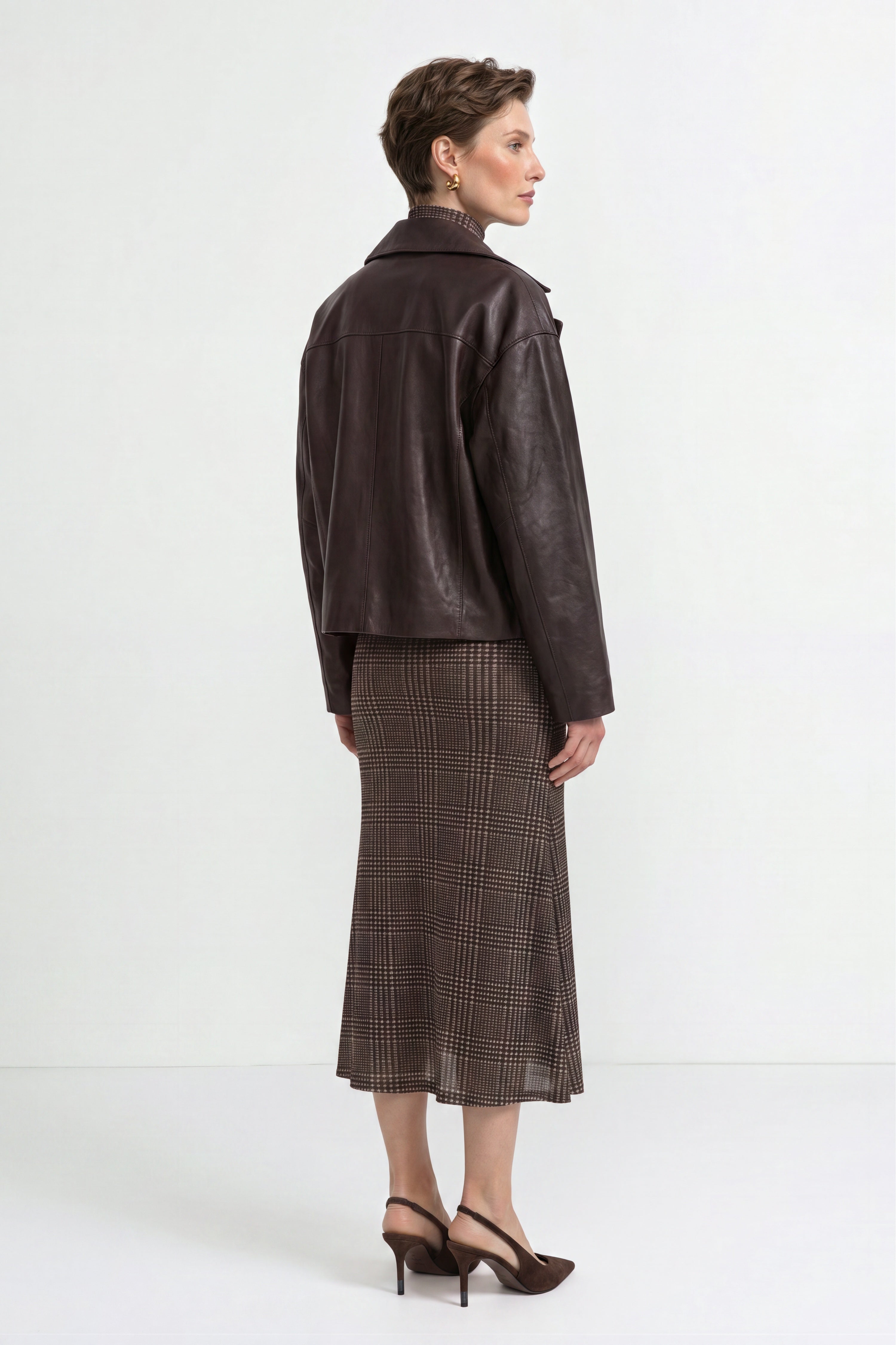 Kurze Lederjacke im Doppelreiher-Stil-Rich & Royal