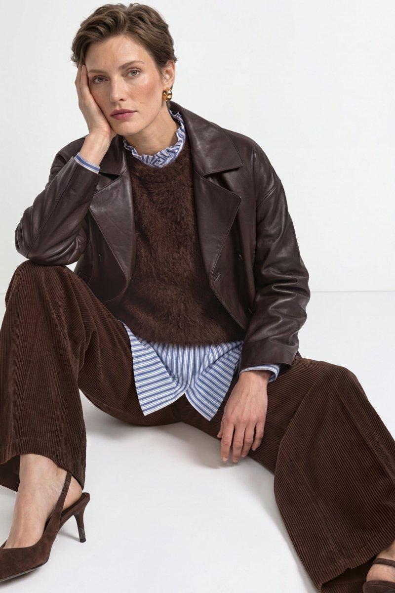Kurze Lederjacke im Doppelreiher-Stil-Rich & Royal