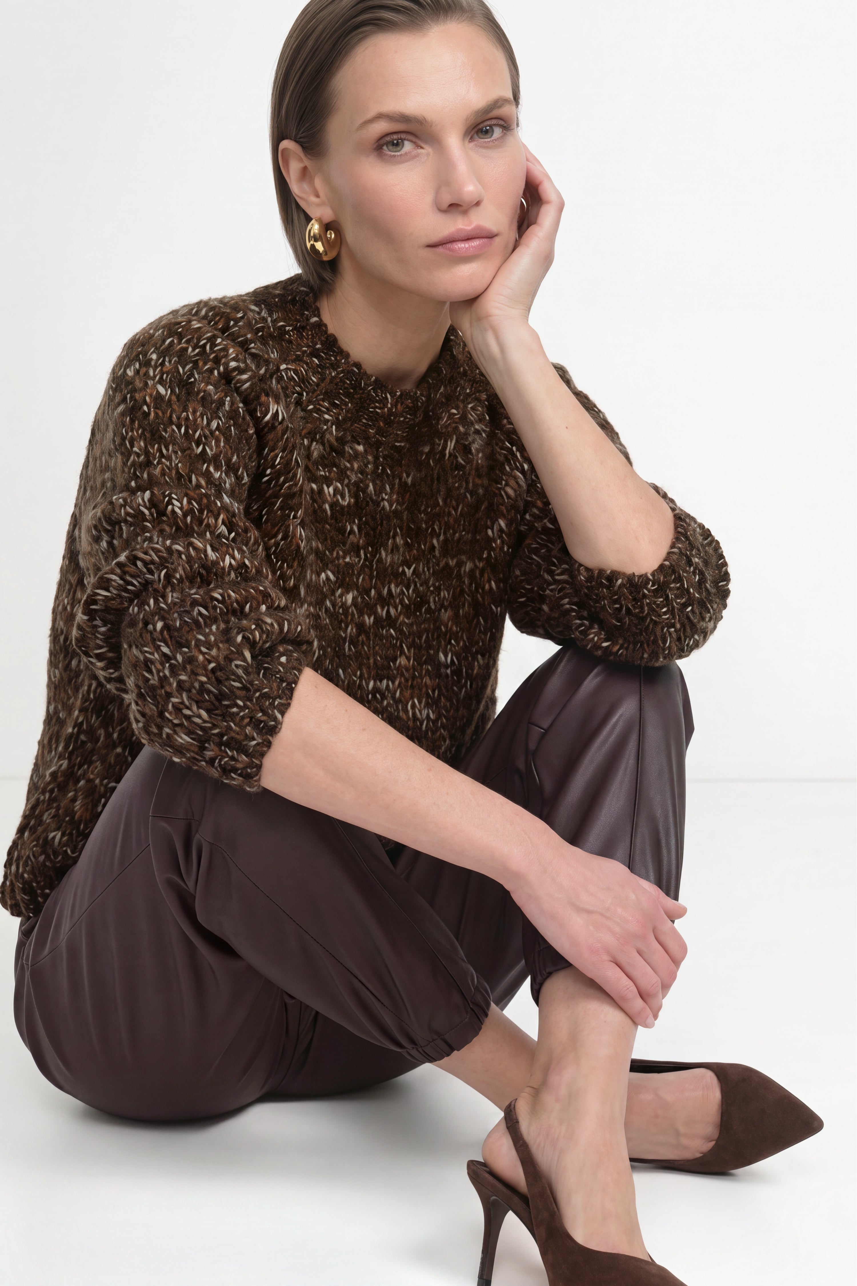 Grobstrick-Pullover mit Melange-Optik-Rich & Royal