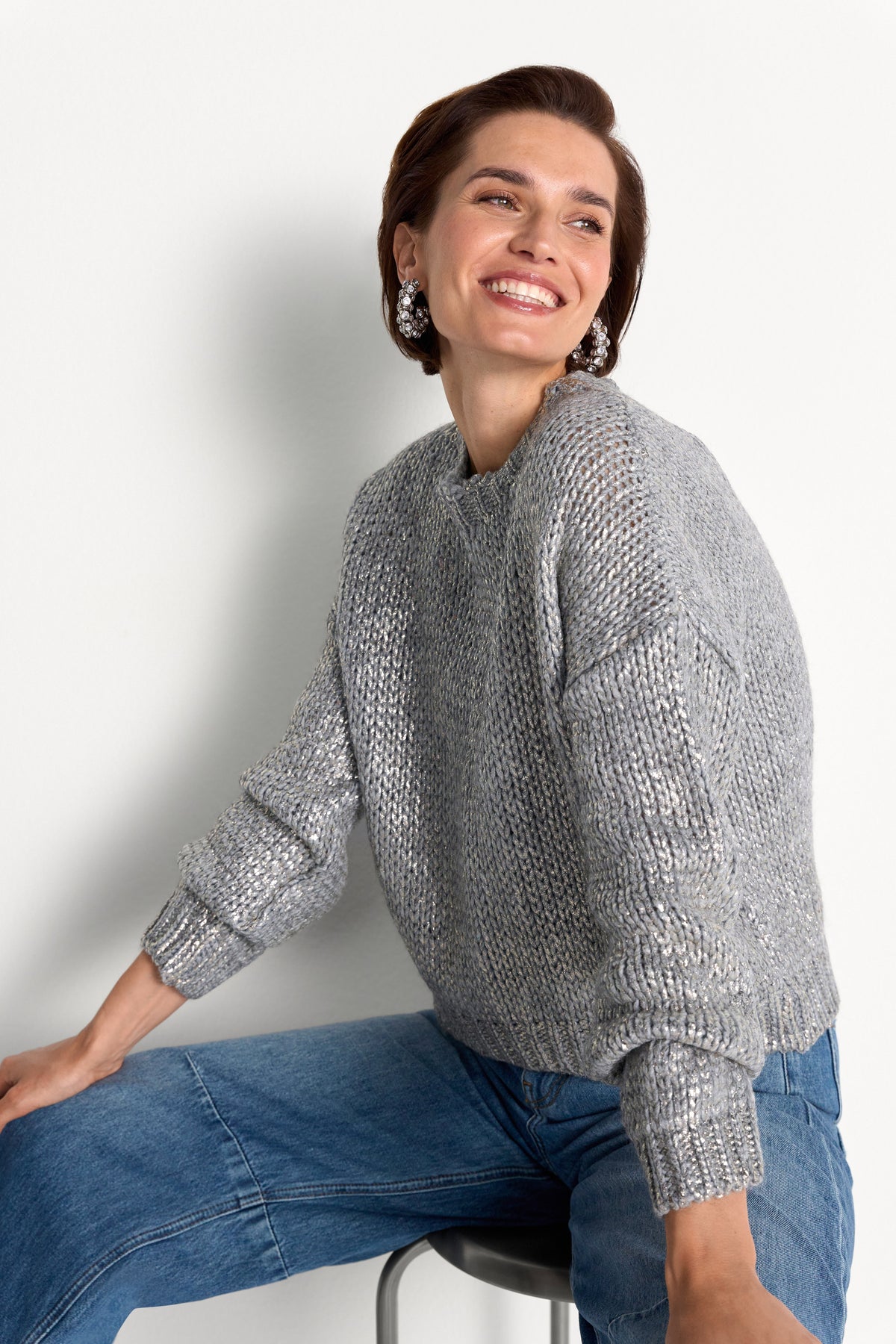 Grobstrickpullover mit Metallic-Effekt-Rich & Royal