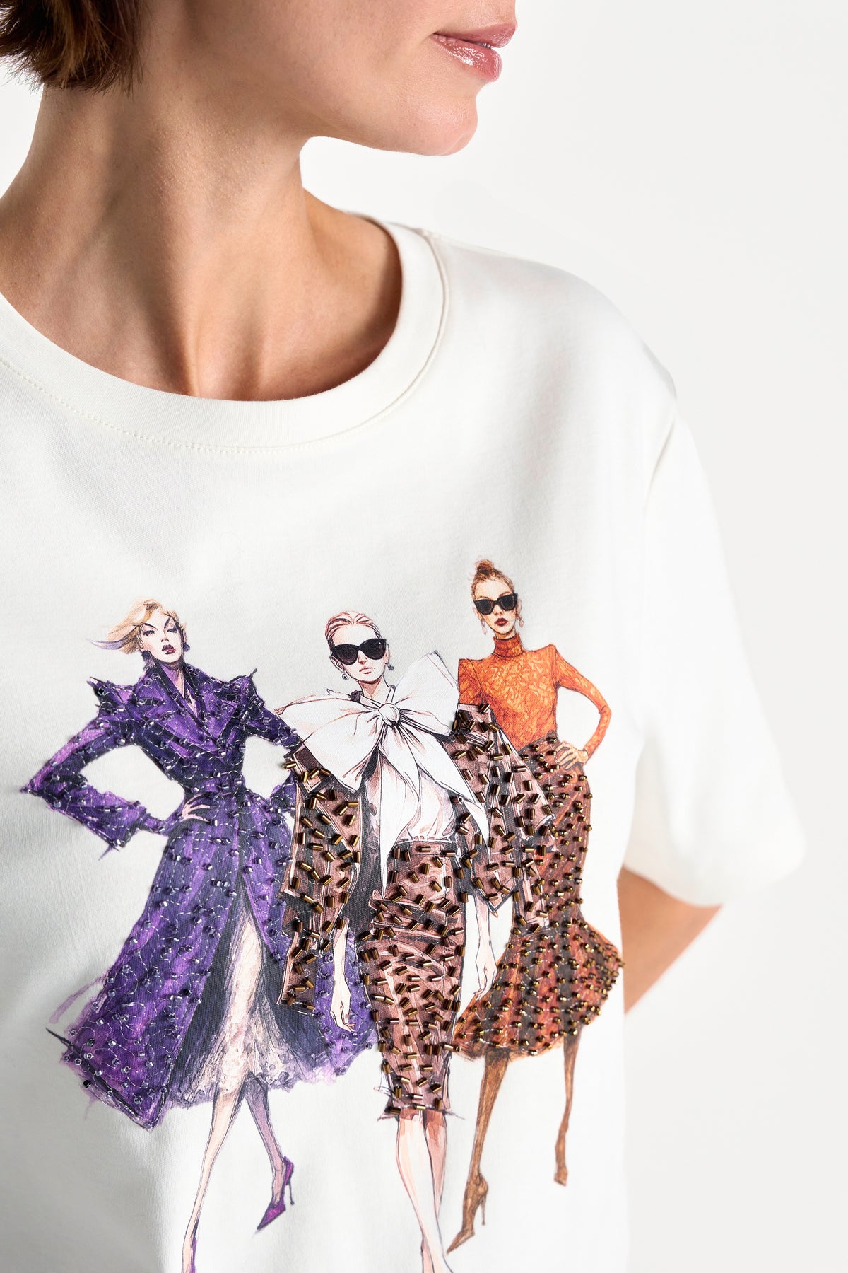 Baumwoll-T-Shirt mit Frontprint-Rich & Royal