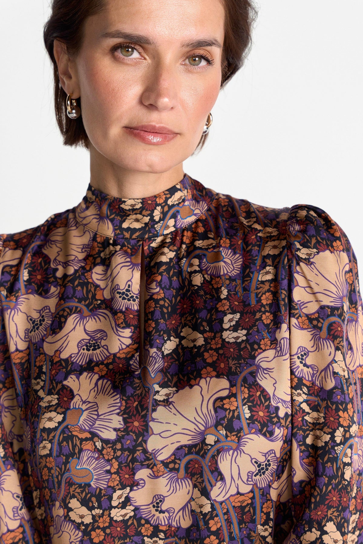 Kleid mit Blumenprint und Stehkragen-Rich & Royal