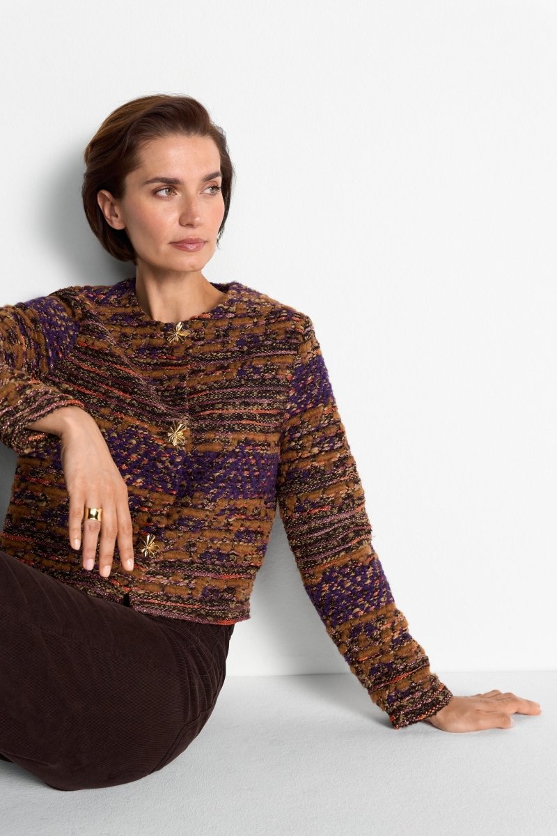 Bouclé-Kurzblazer mit Querstreifen-Rich & Royal