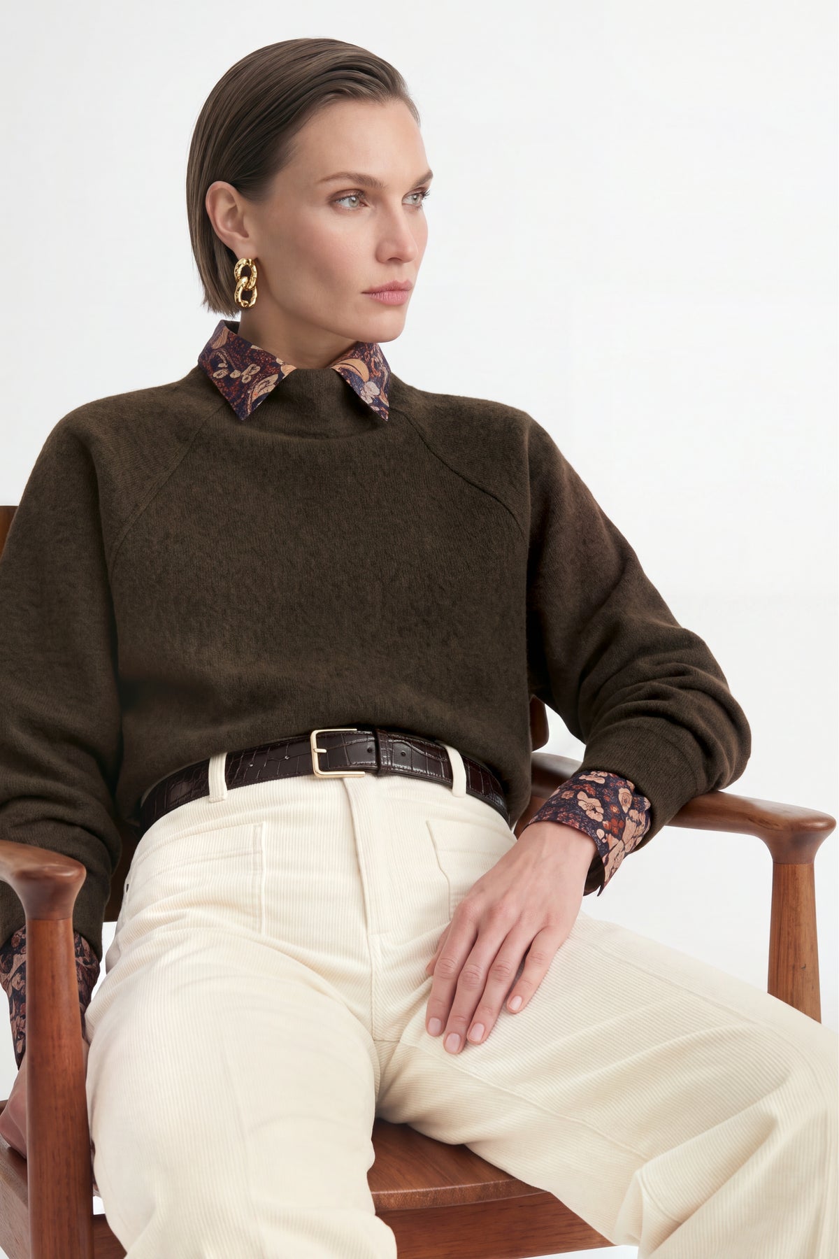 Cropped Sweatshirt mit Stehkragen