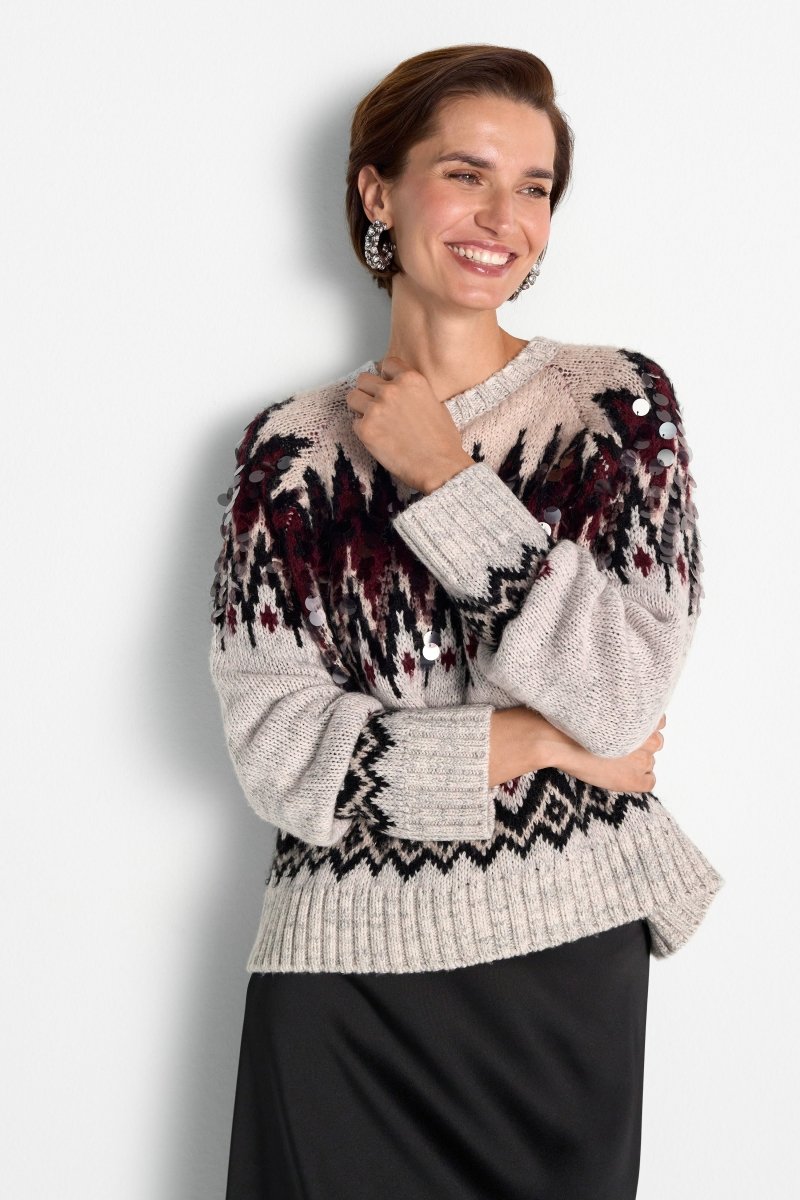 Norwegerpullover mit Pailletten-Rich & Royal