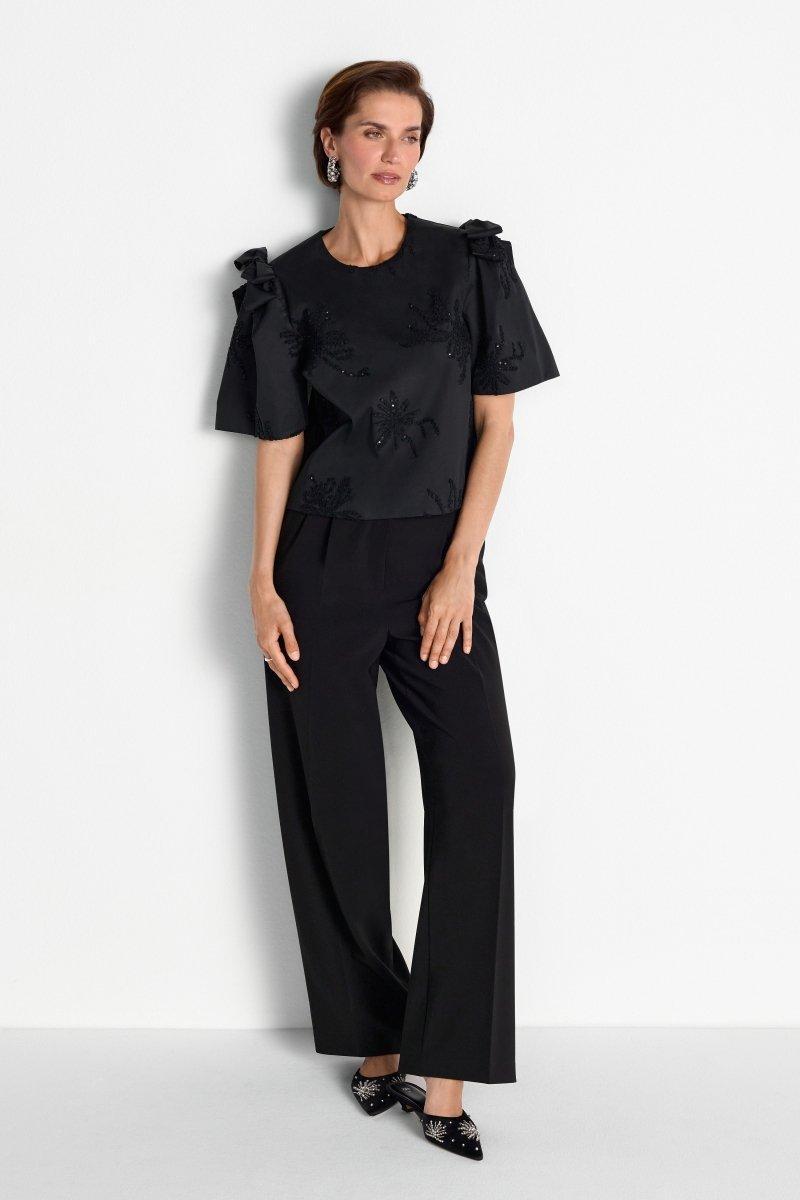 Baumwollbluse mit Paillettenstickerei-Rich & Royal