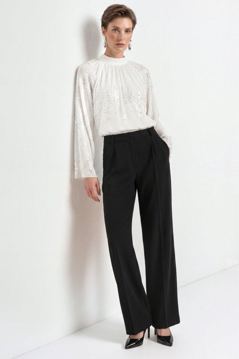 Plisseebluse mit Pailletten-Rich & Royal