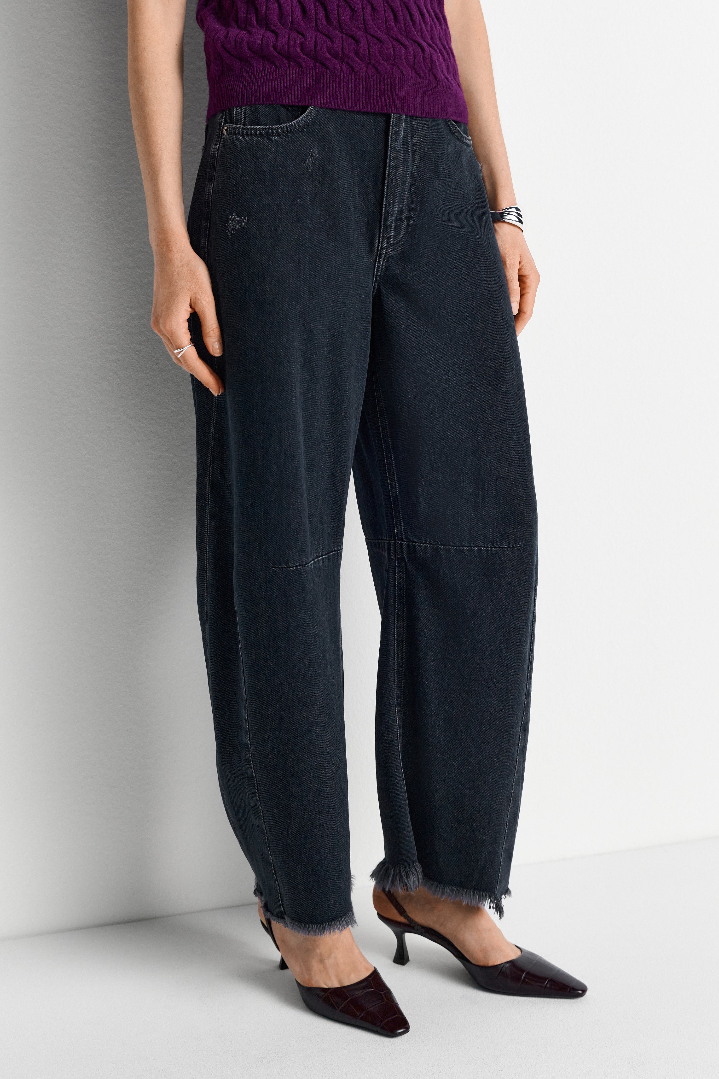 Cropped-Jeans mit Fransensaum-Rich & Royal