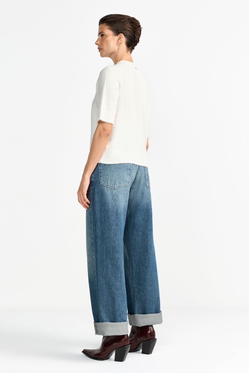 Kurzärmeliger Feinstrickpullover-Rich & Royal