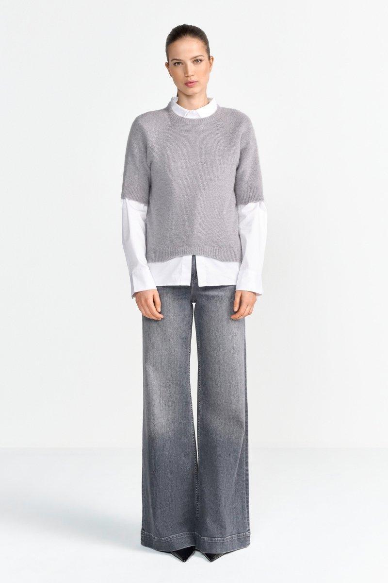 Kurzärmeliger Feinstrickpullover-Rich & Royal