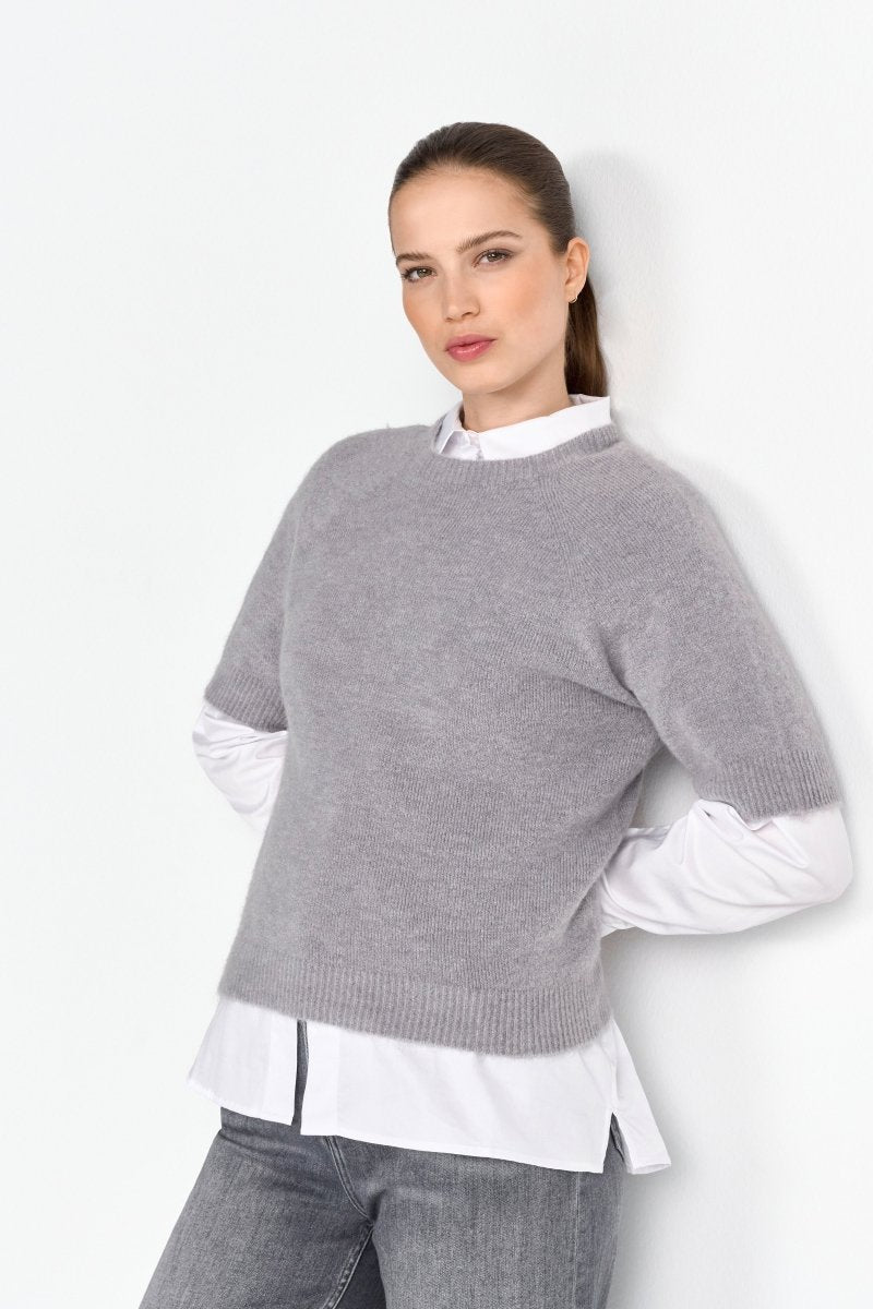 Kurzärmeliger Feinstrickpullover-Rich & Royal