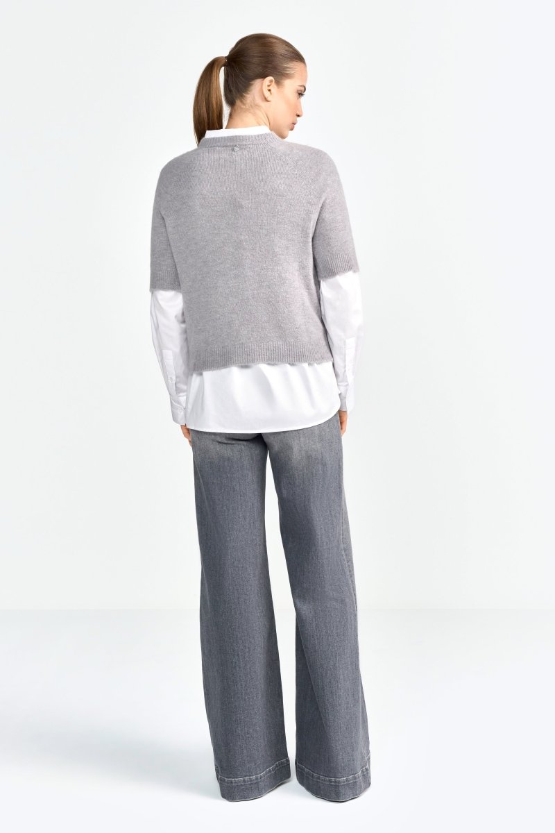 Kurzärmeliger Feinstrickpullover-Rich & Royal