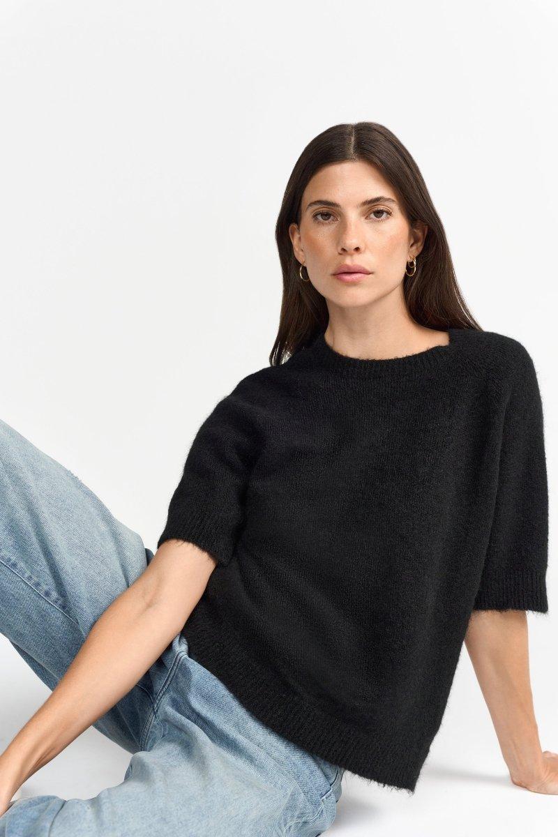 Kurzärmeliger Feinstrickpullover-Rich & Royal