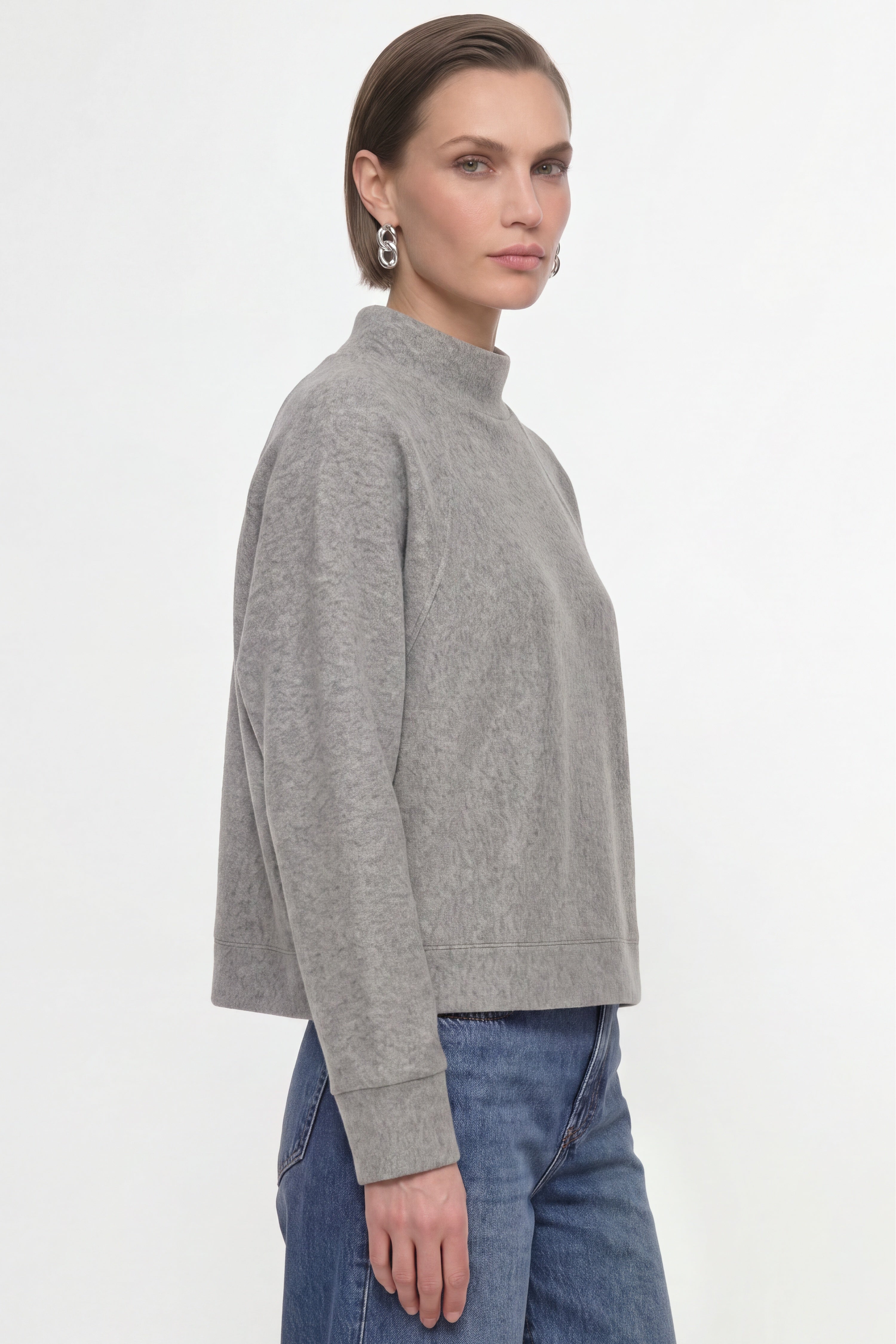 Cropped Sweatshirt mit Stehkragen-Rich & Royal