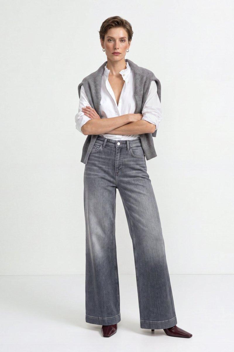 Graue Flared Jeans-Rich & Royal