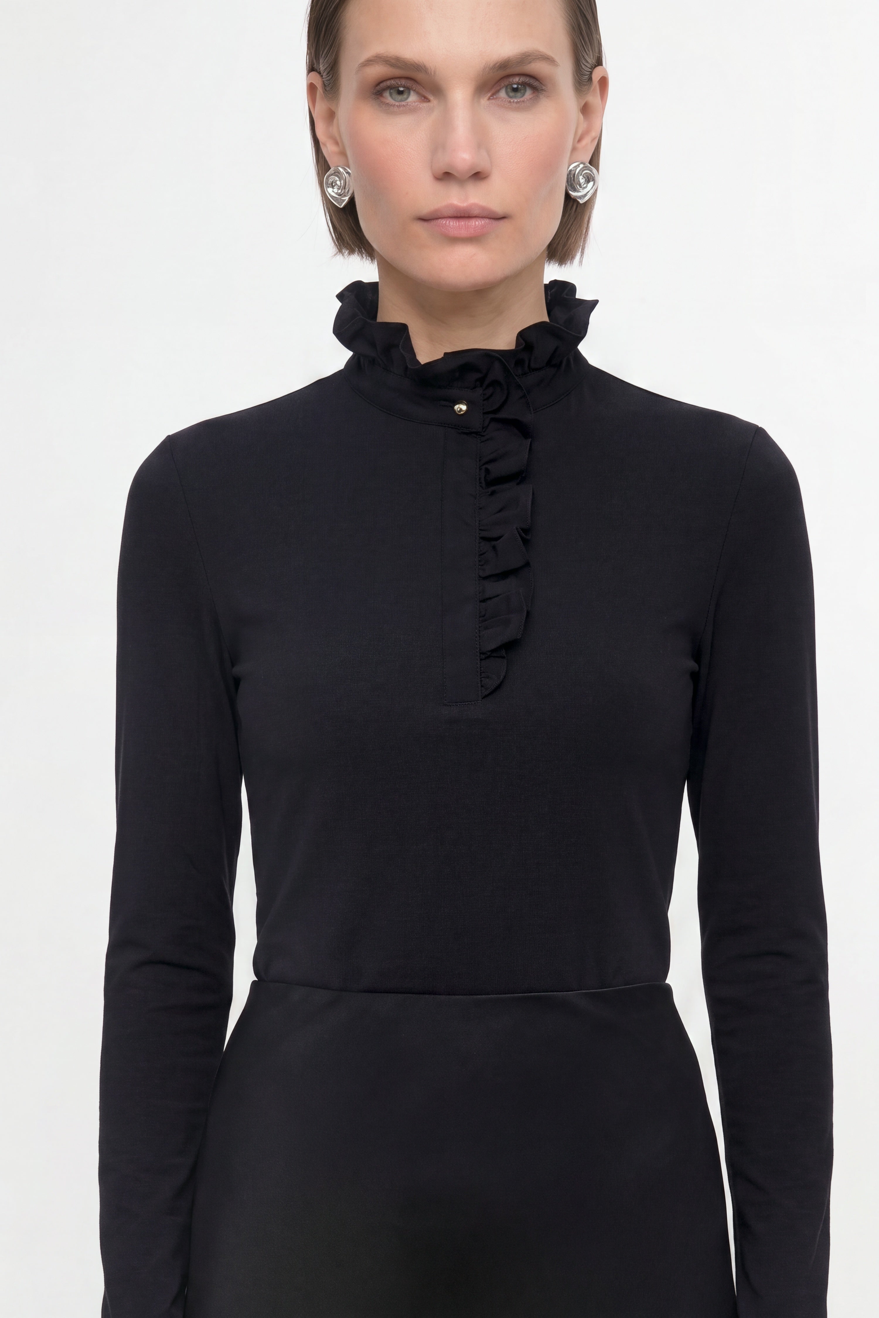 Longsleeve mit Rüschenkragen-Rich & Royal