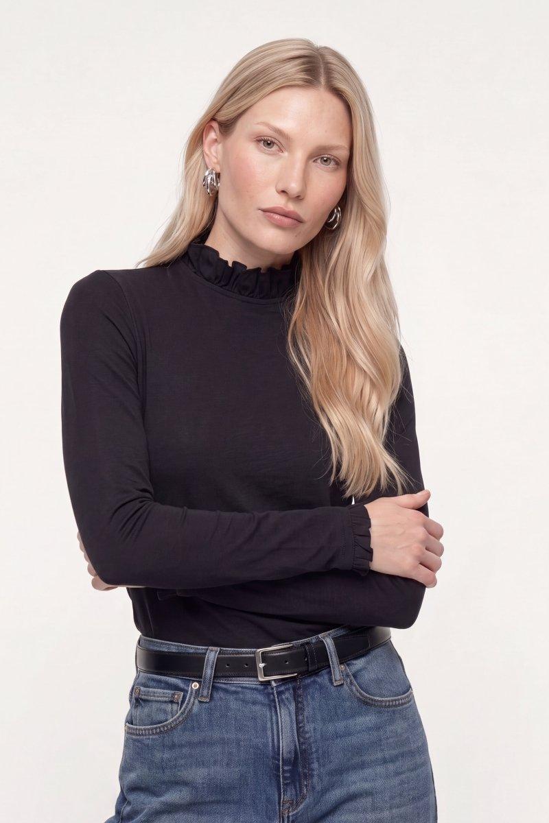 Longsleeve mit Rüschenkragen-Rich & Royal