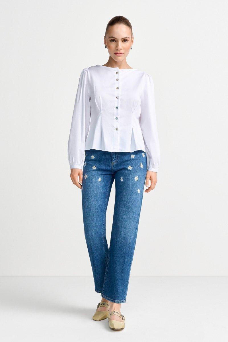 Jeans mit Blumenstickerei-Rich & Royal