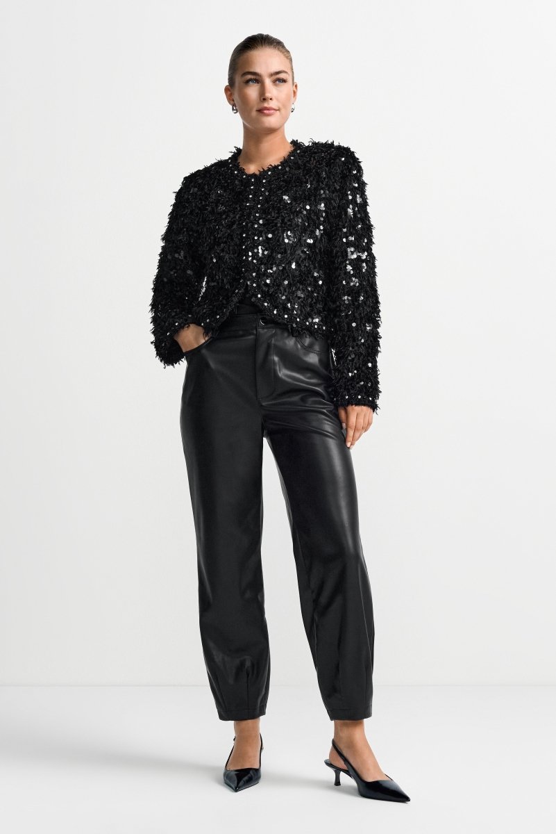 Schwarze Kunstlederhose-Rich & Royal