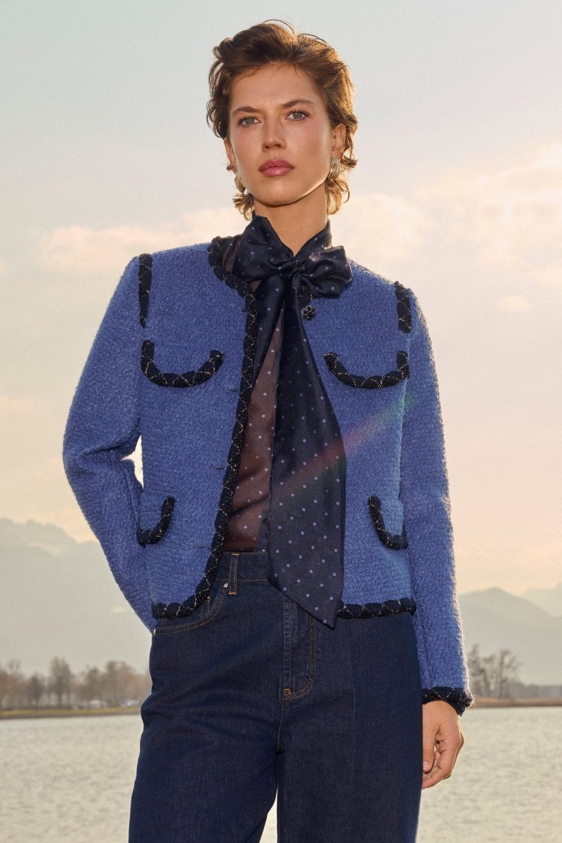 Bouclé-Blazer mit Zierborten-Rich & Royal