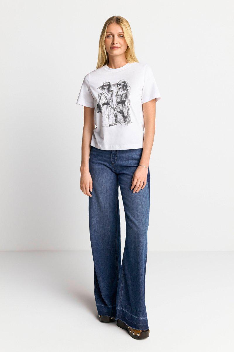 Weißes T-Shirt mit Statement-Print-Rich & Royal