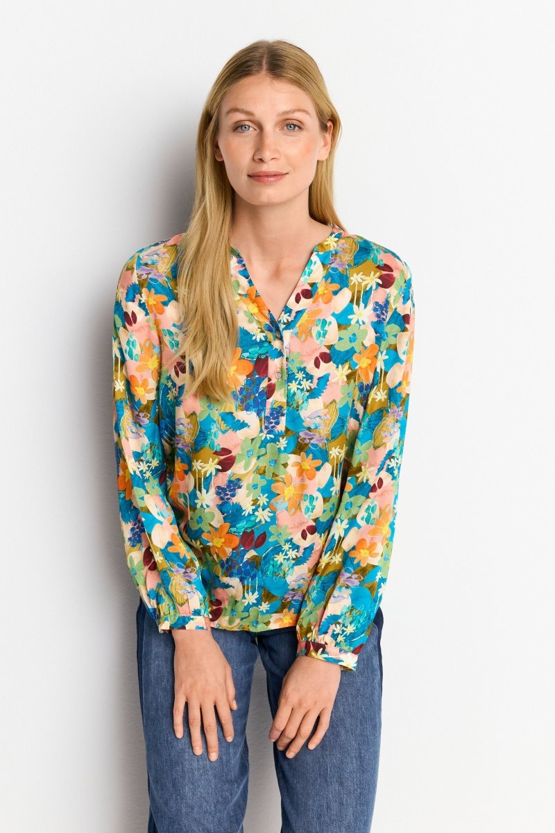 V-Neck-Bluse mit Knöpfen-Rich & Royal