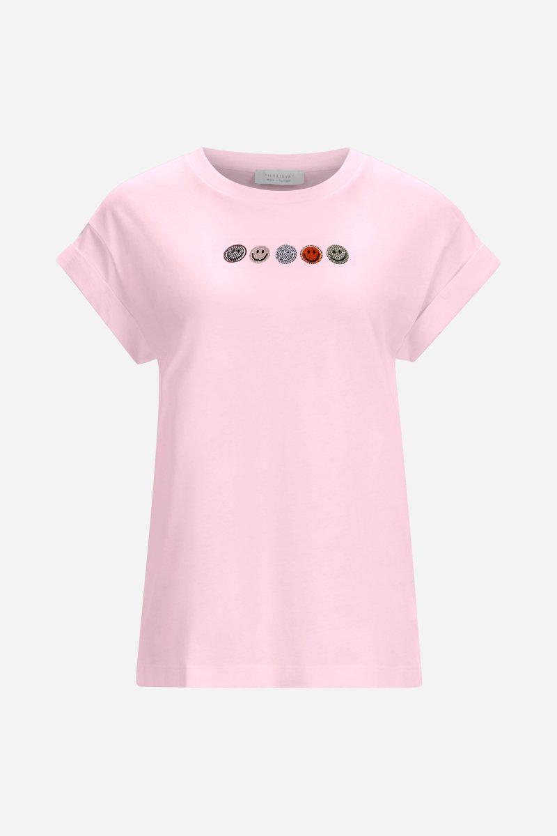 T-Shirt mit Strass-Smileys-Rich & Royal