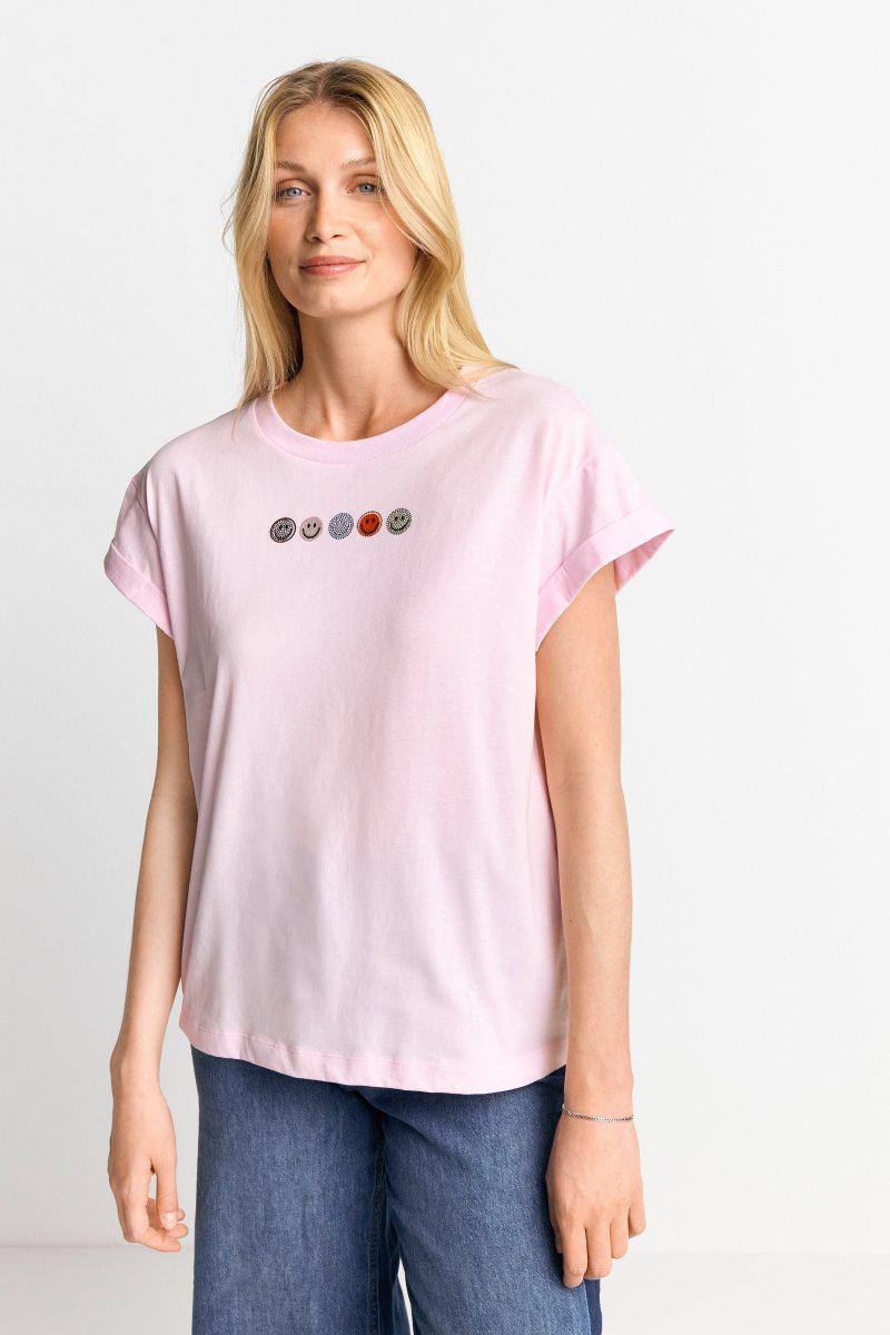 T-Shirt mit Strass-Smileys-Rich & Royal