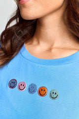 T-Shirt mit Strass-Smileys-Rich & Royal