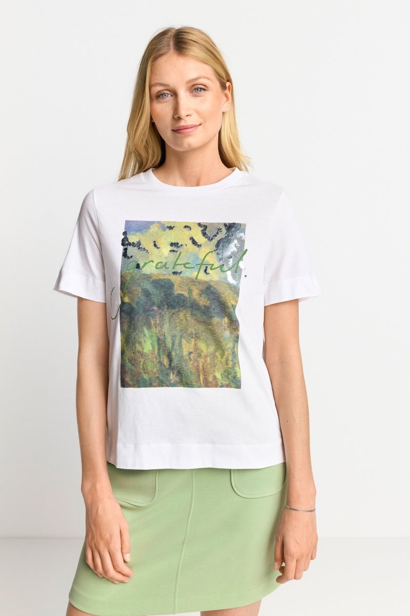 Weißes T-Shirt mit Print-Rich & Royal