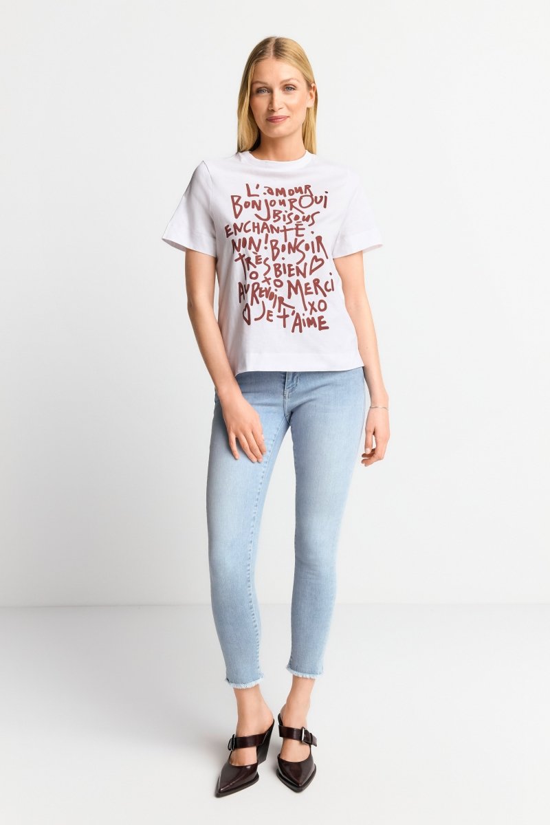 Weißes T-Shirt mit Statement-Print-Rich & Royal