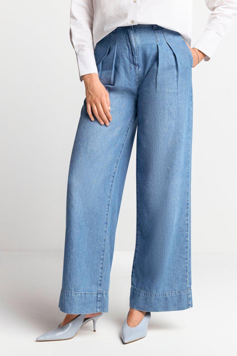 Wide Leg Denim mit Bundfalten-Rich & Royal